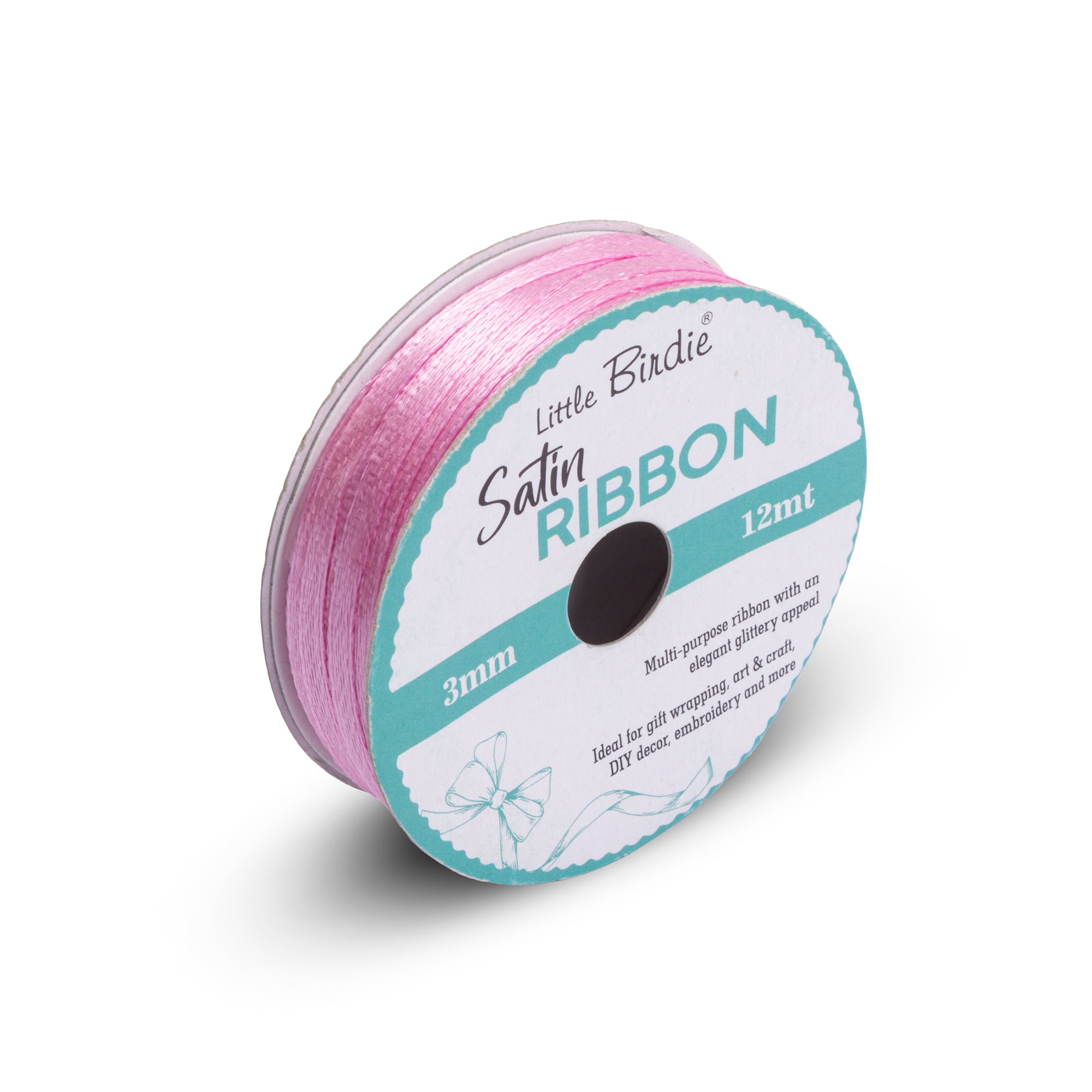 Satin Ribbon | 3mm | Baby Pink | 12 Meters - 1 Roll