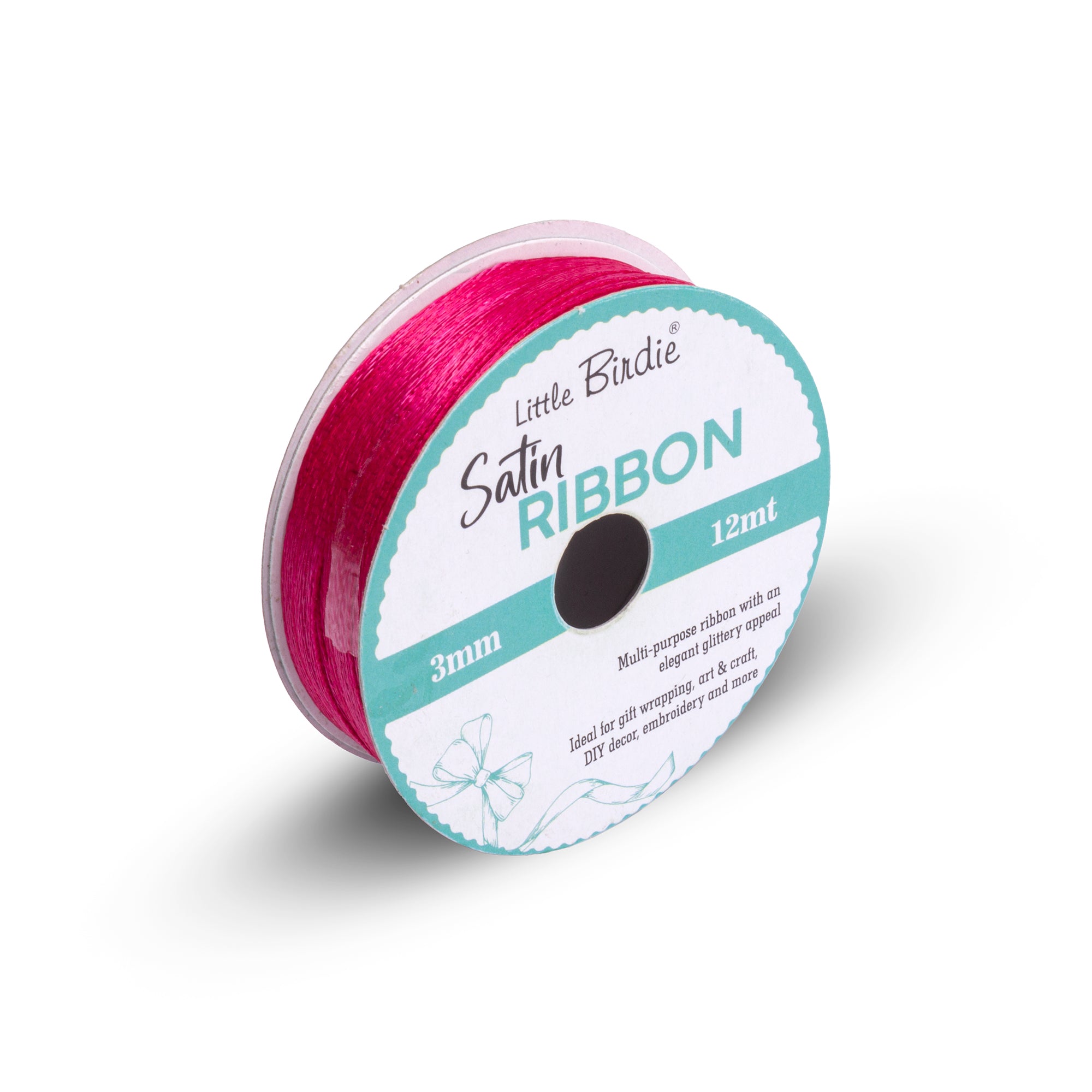 Satin Ribbon | 3mm | Hot Pink |  12 Meter - 1 Roll