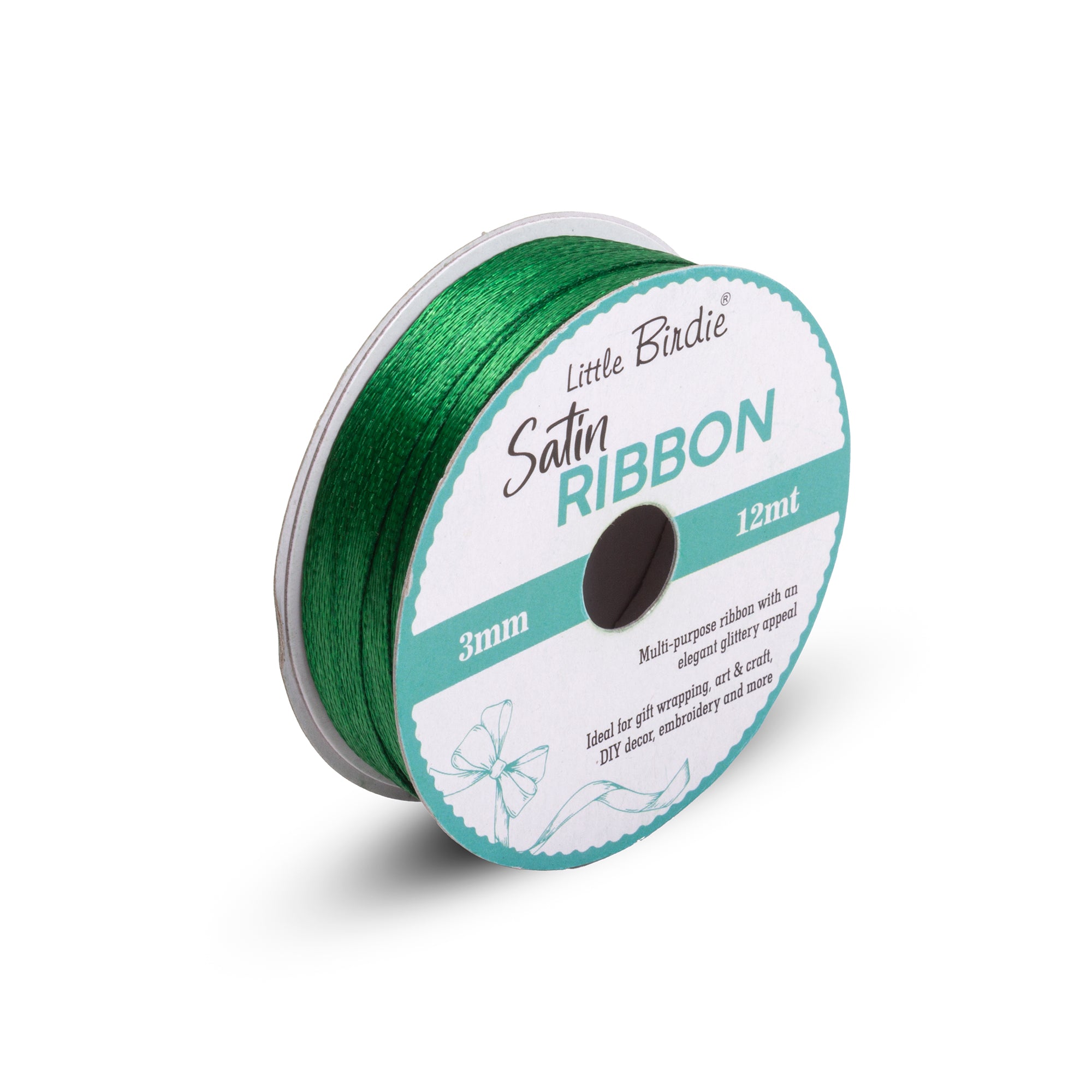 Satin Ribbon | 3mm | Green | 12 Meter - 1 Roll