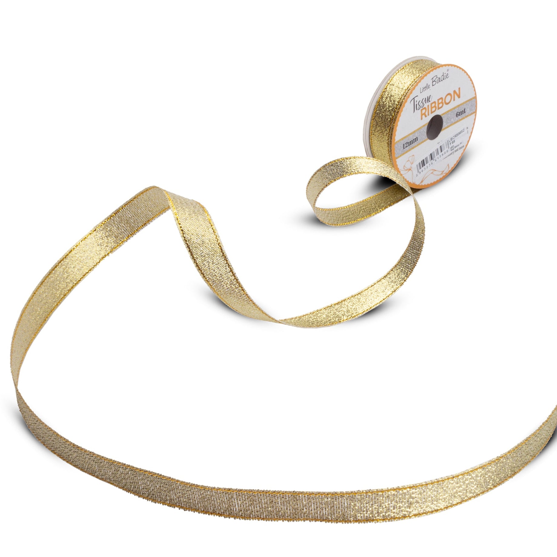 Tissue Ribbon | 12mm | Light Gold | 6 Meters - 1 Roll