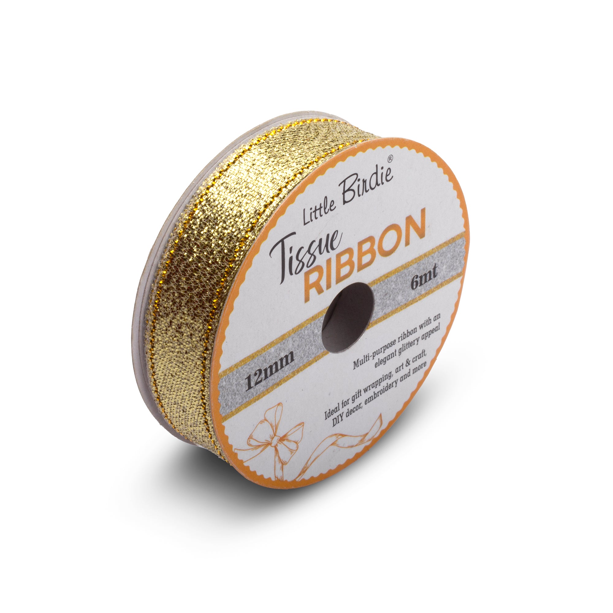Tissue Ribbon | 12mm | Light Gold | 6 Meters - 1 Roll