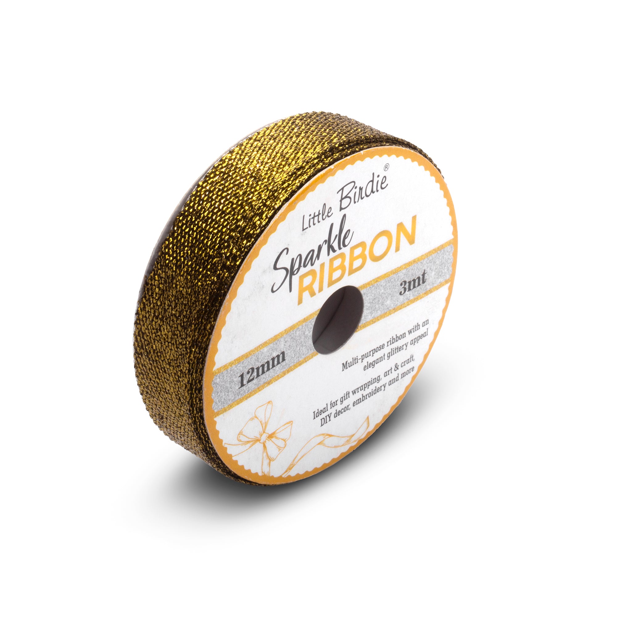 Sparkle Ribbon | 12mm |  Vintage Gold | 3 Meters - 1 Roll
