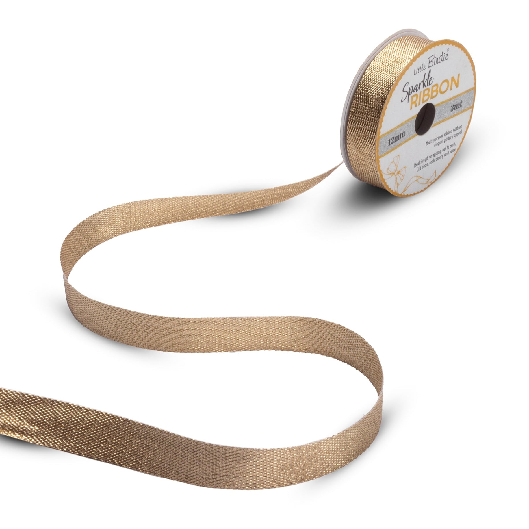 Sparkle Ribbon | 12mm | Light Rose Gold | 3 Meters - 1 Roll