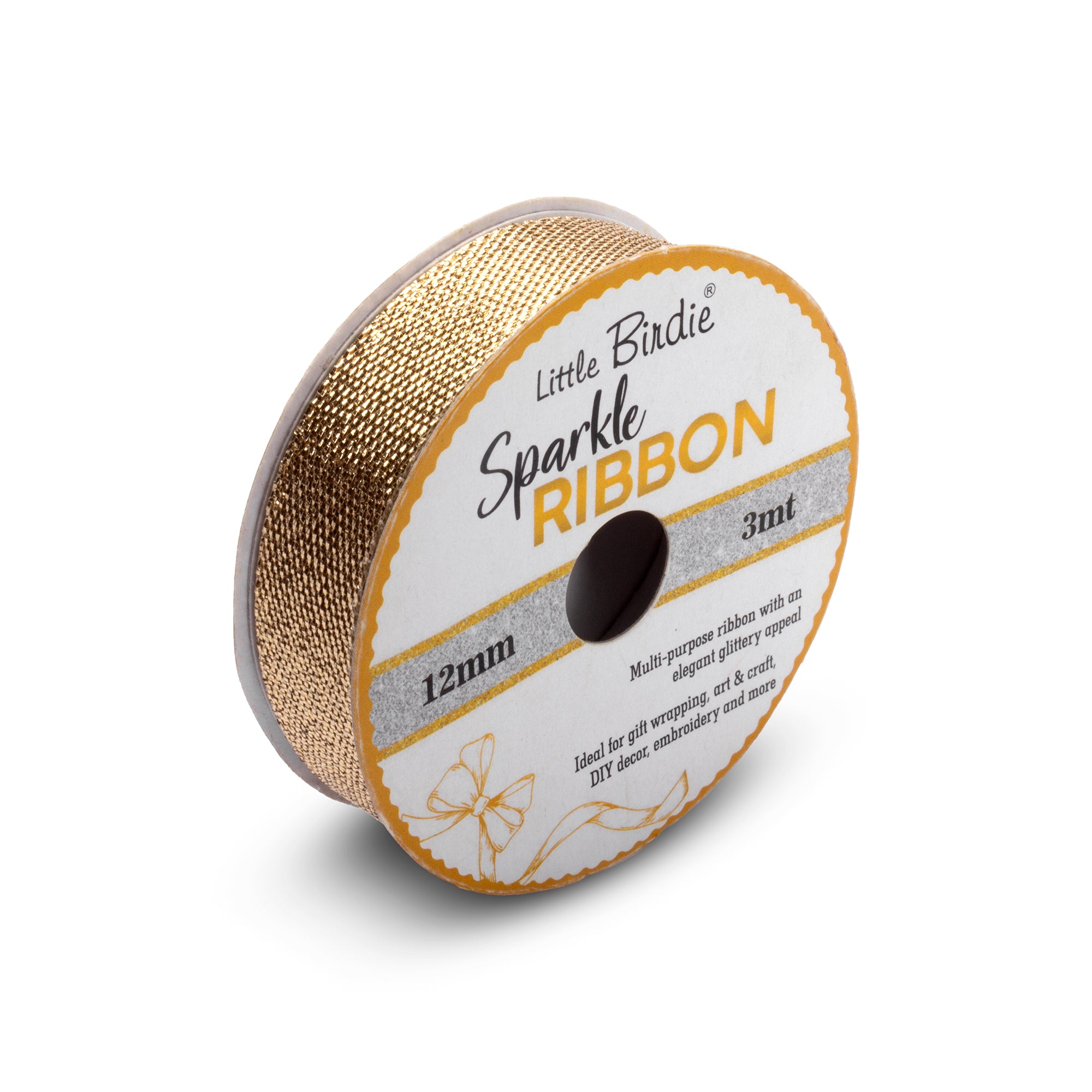 Sparkle Ribbon | 12mm | Light Rose Gold | 3 Meters - 1 Roll