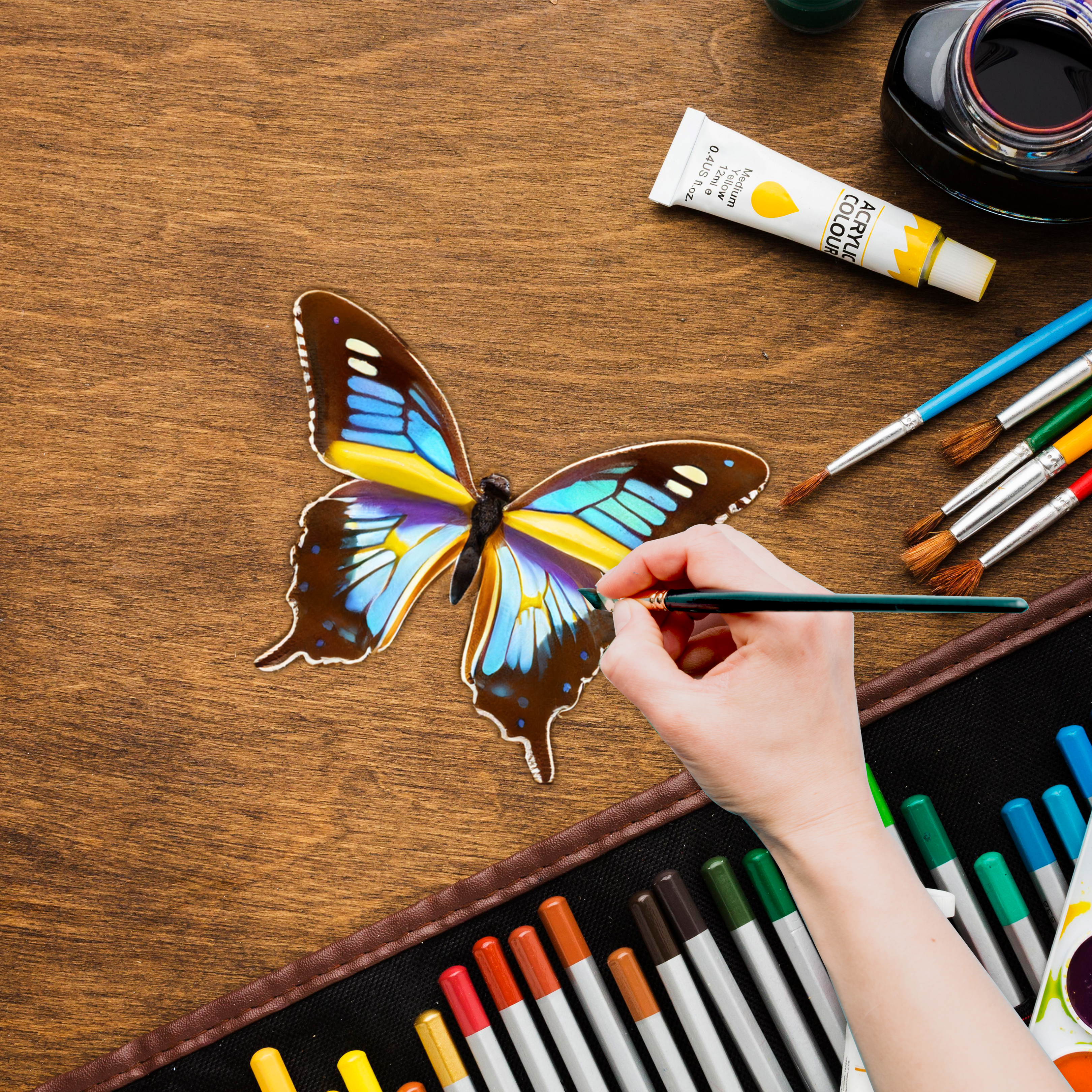 Colour Me Wild Wings Pre- Cut Shapes with 12 Colour Markers 10Pc Box