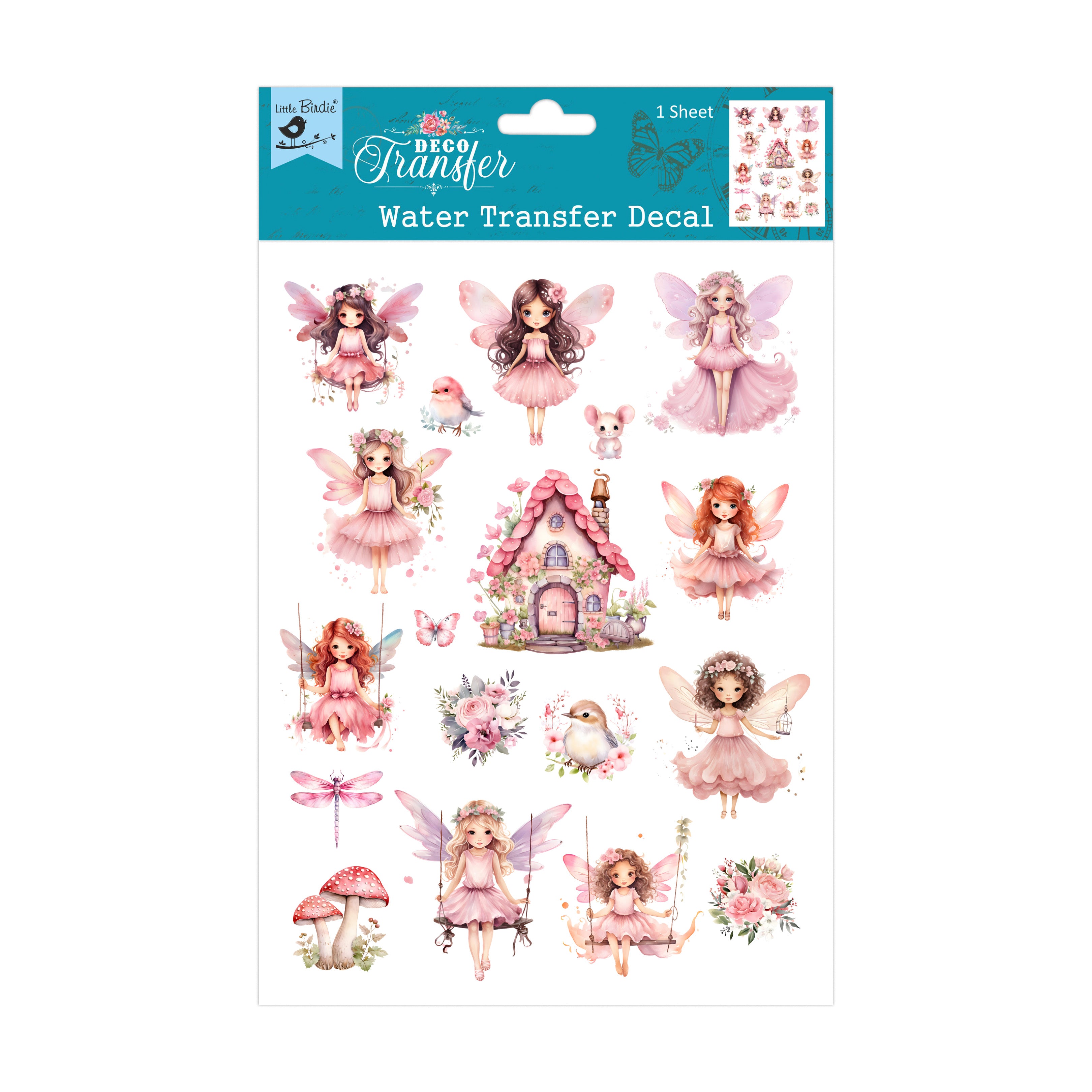 Deco Transfer Sheet Fairy World 10inch X 7.5inch 1pc