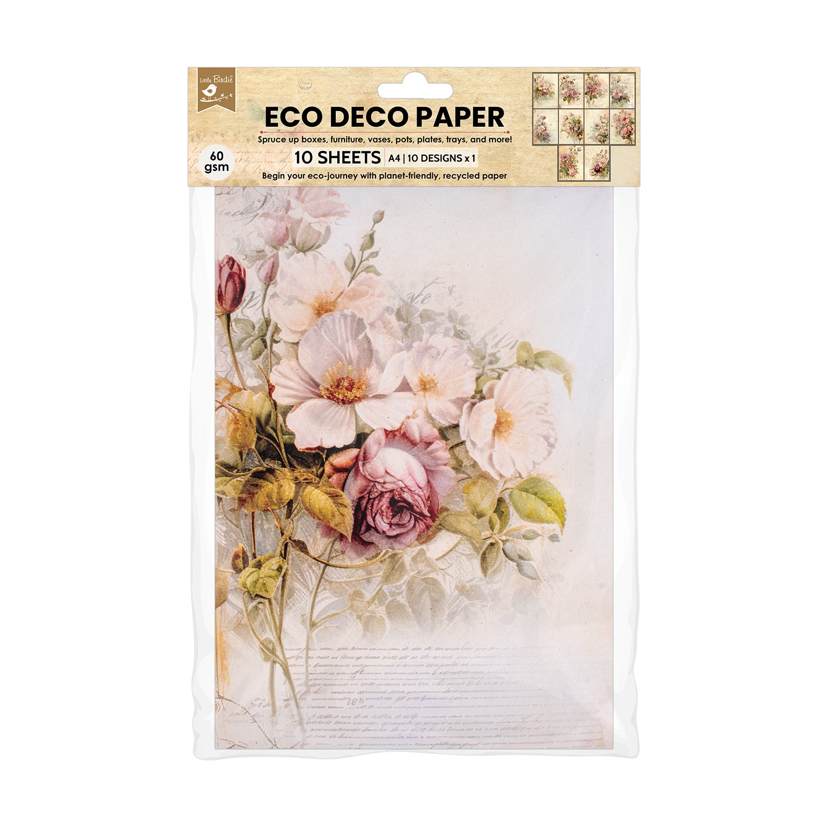 Eco Deco Paper Bloom Boutique 10 Designs 60gsm A4 10 Sheets