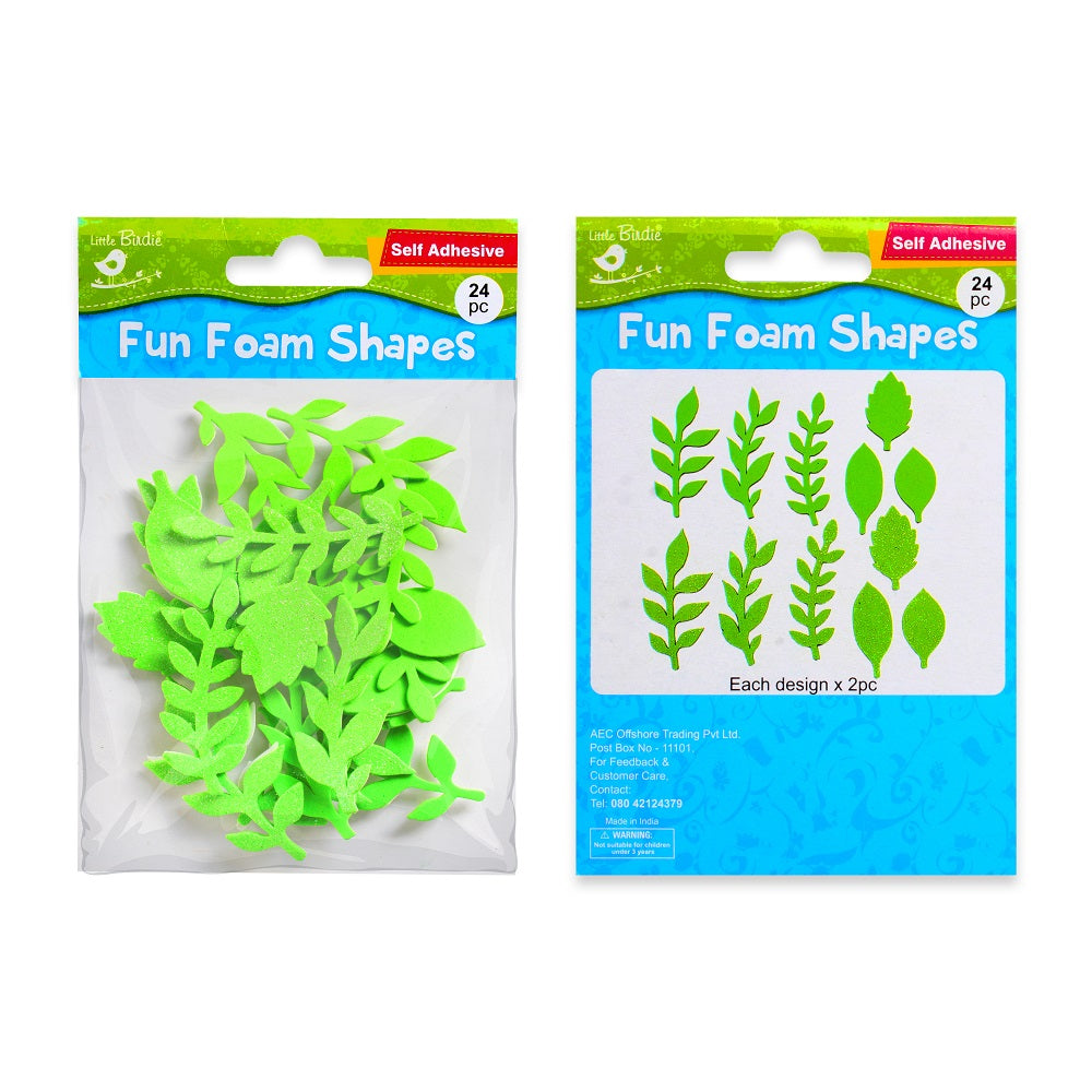 Fun Foam Stickers with Glitter Leaves 24Pcs