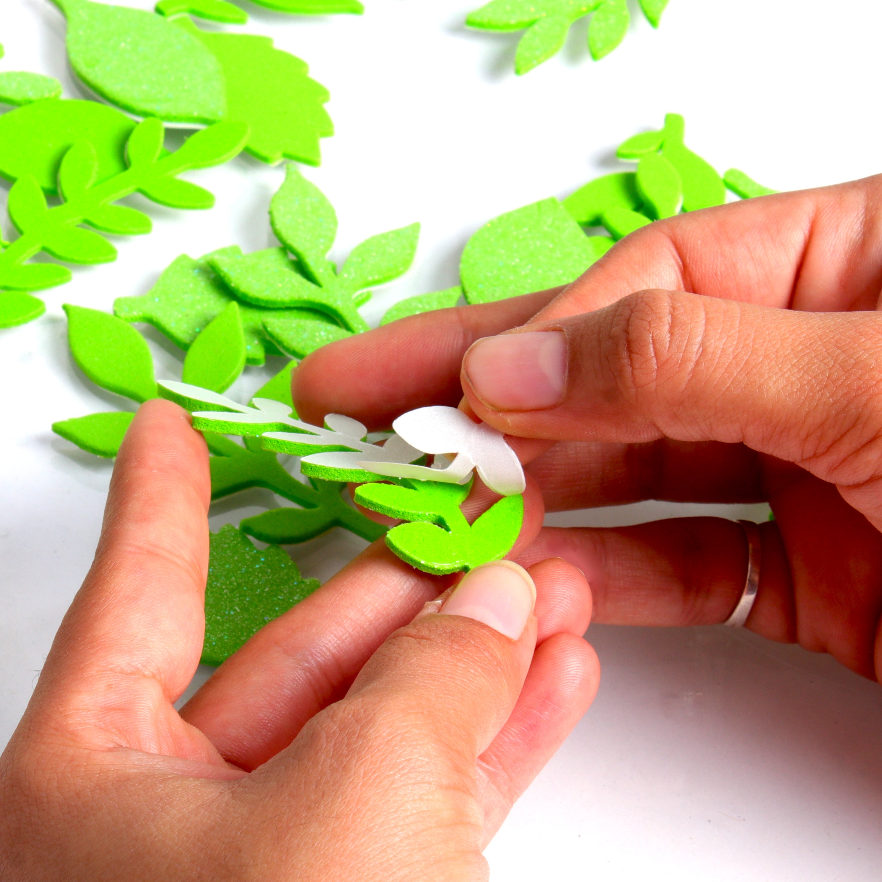 Fun Foam Stickers with Glitter Leaves 24Pcs