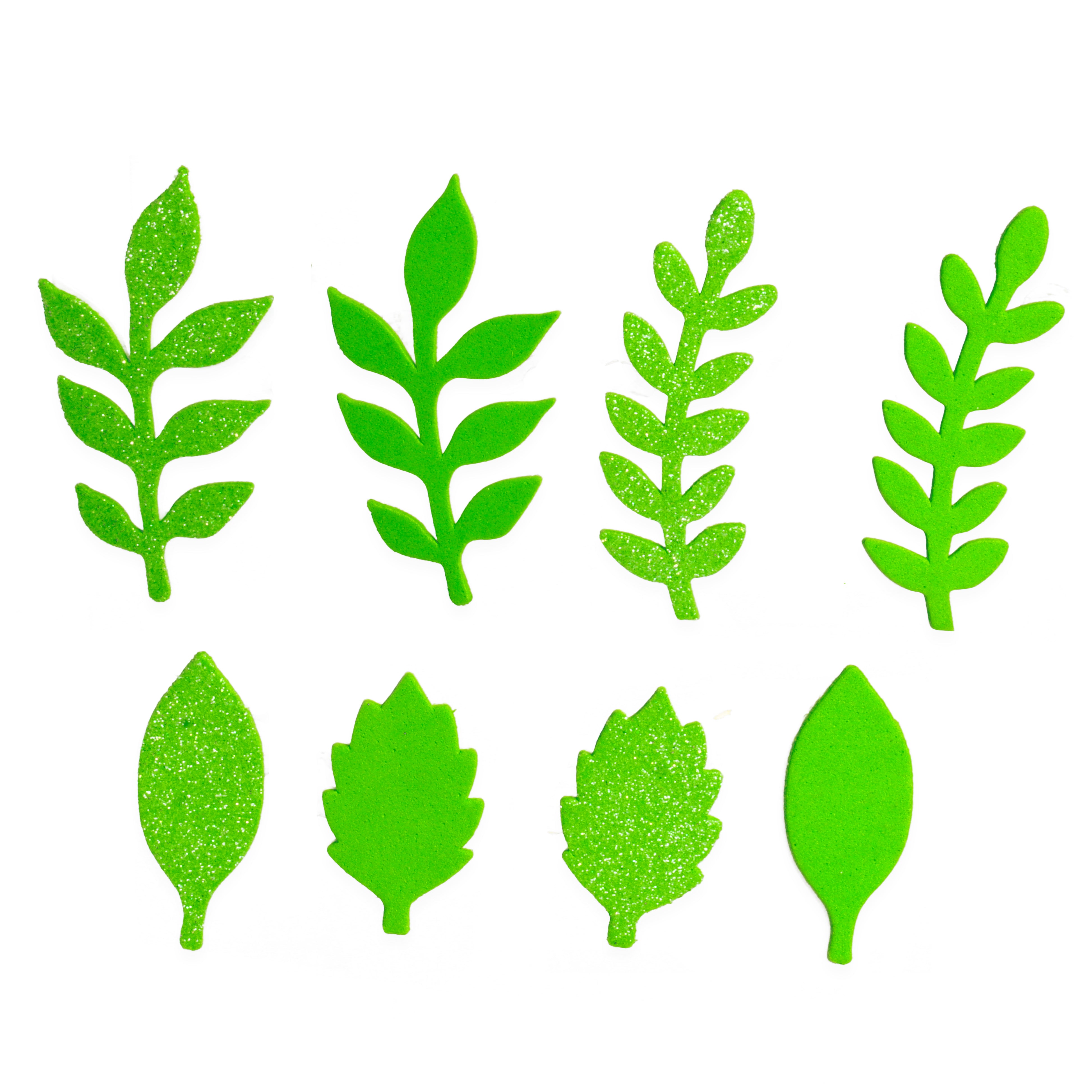 Fun Foam Stickers with Glitter Leaves 24Pcs