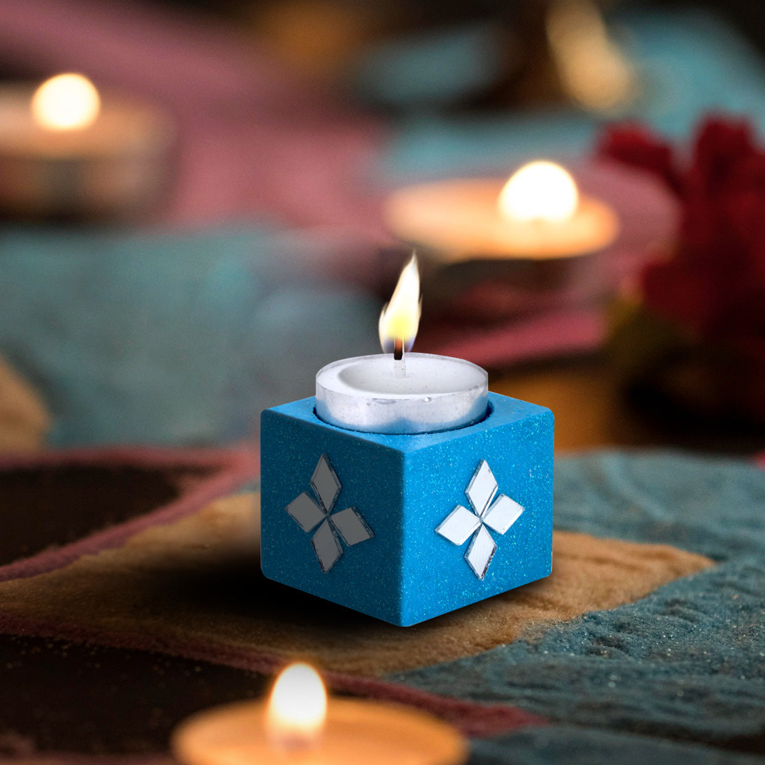 Mirror Art Tealight Holder Florista 1.5inch 1pc ( Candle Included 1pc)