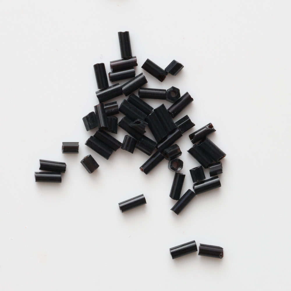Bugle Beads Charcoal black 5mm 30g