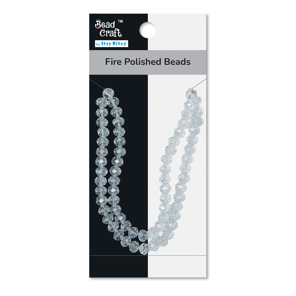 Fire Polished Beads Clear Crystal 8mm 1 String