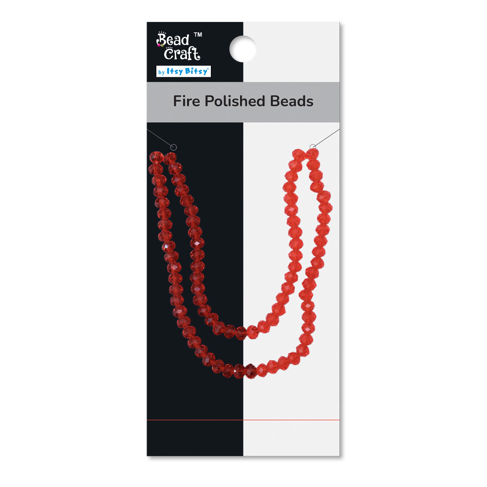 Fire Polished Beads Ruby Crystal 6mm 1 String