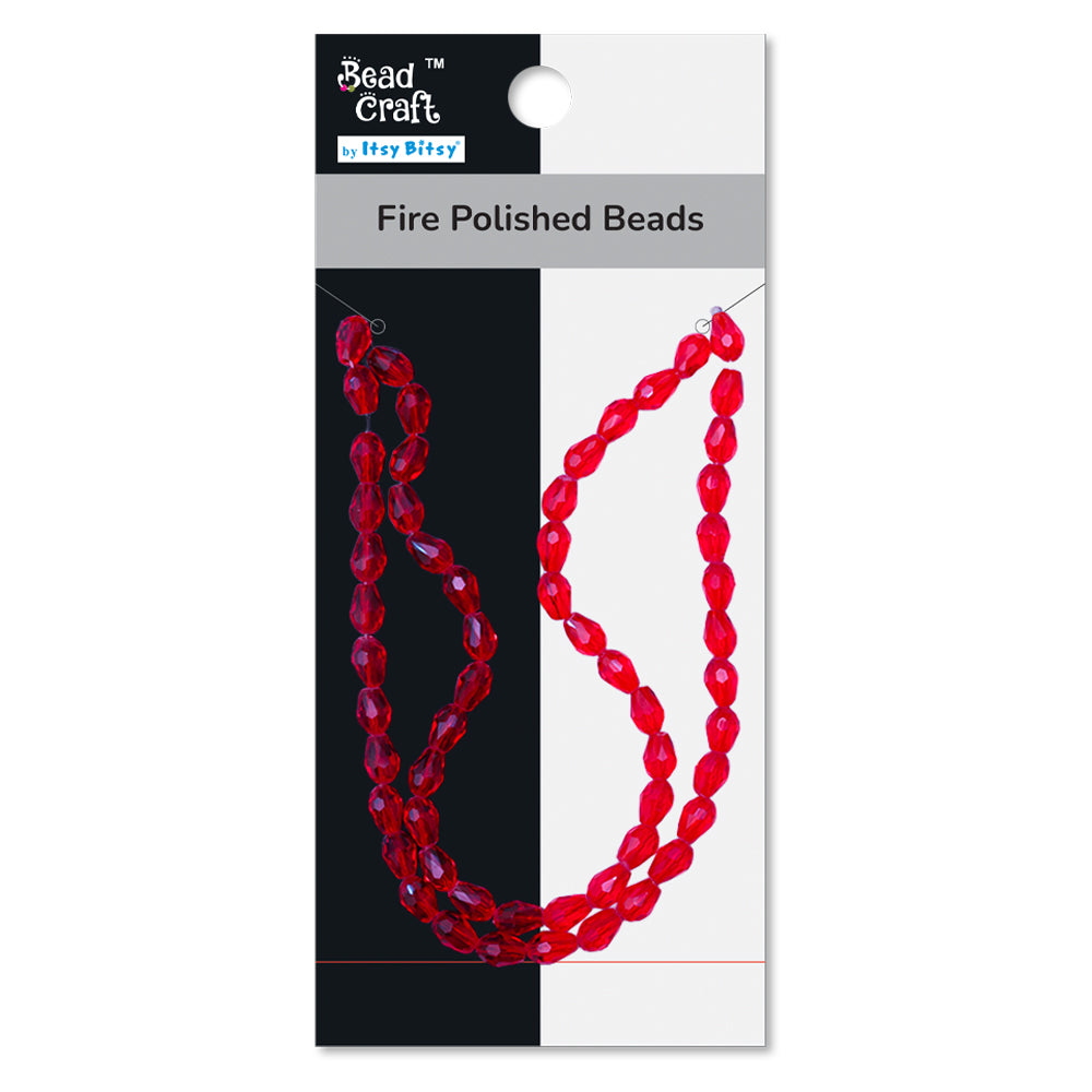 Fire Polished Beads Ruby Crystal 6/8mm 1 String