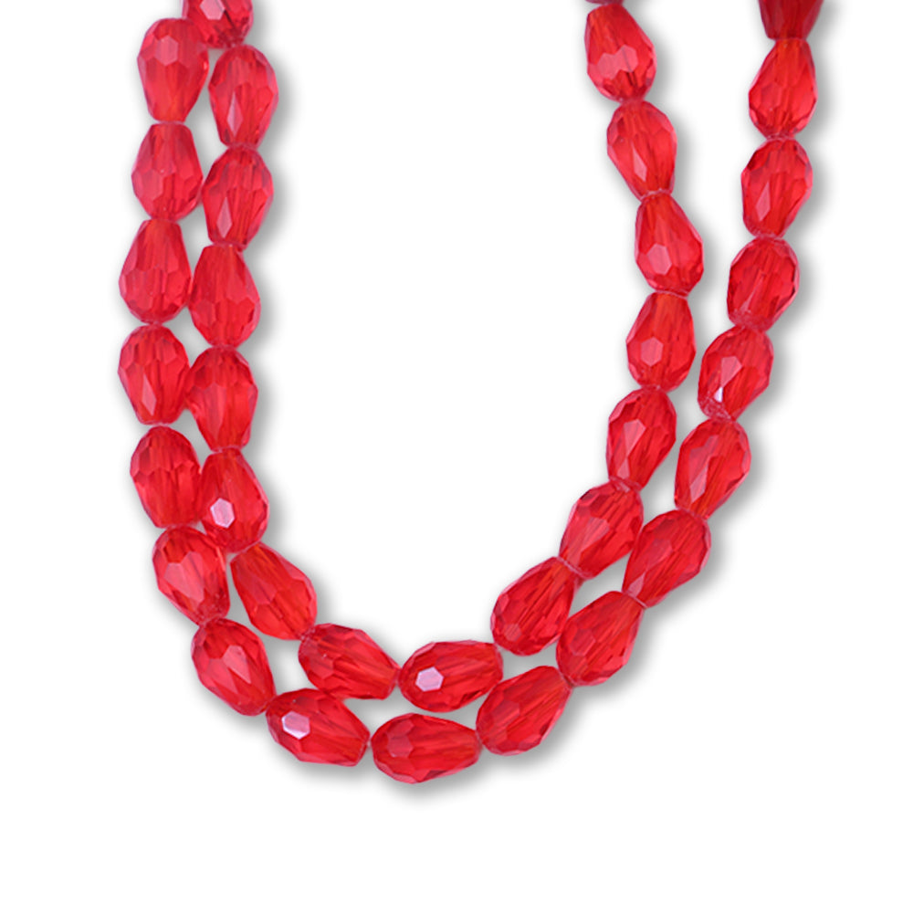 Fire Polished Beads Ruby Crystal 6/8mm 1 String