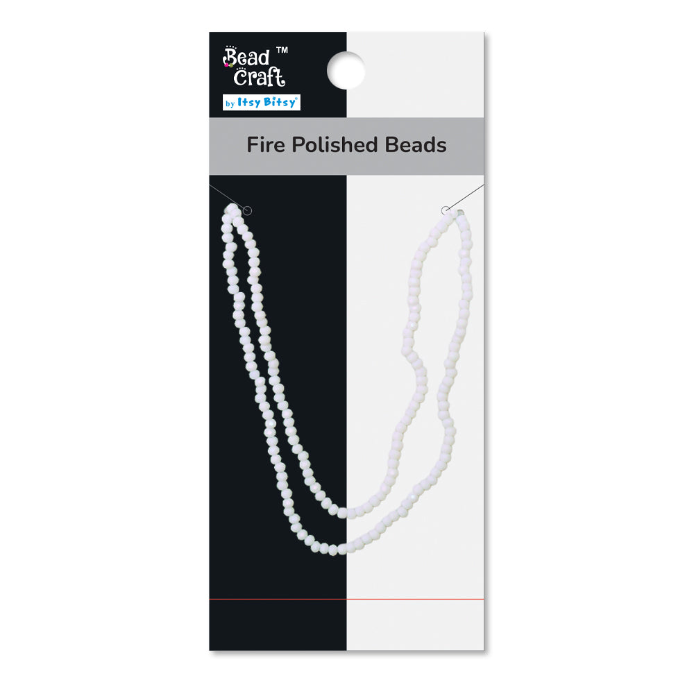 Fire Polished Beads Opaque White 2mm 1 String