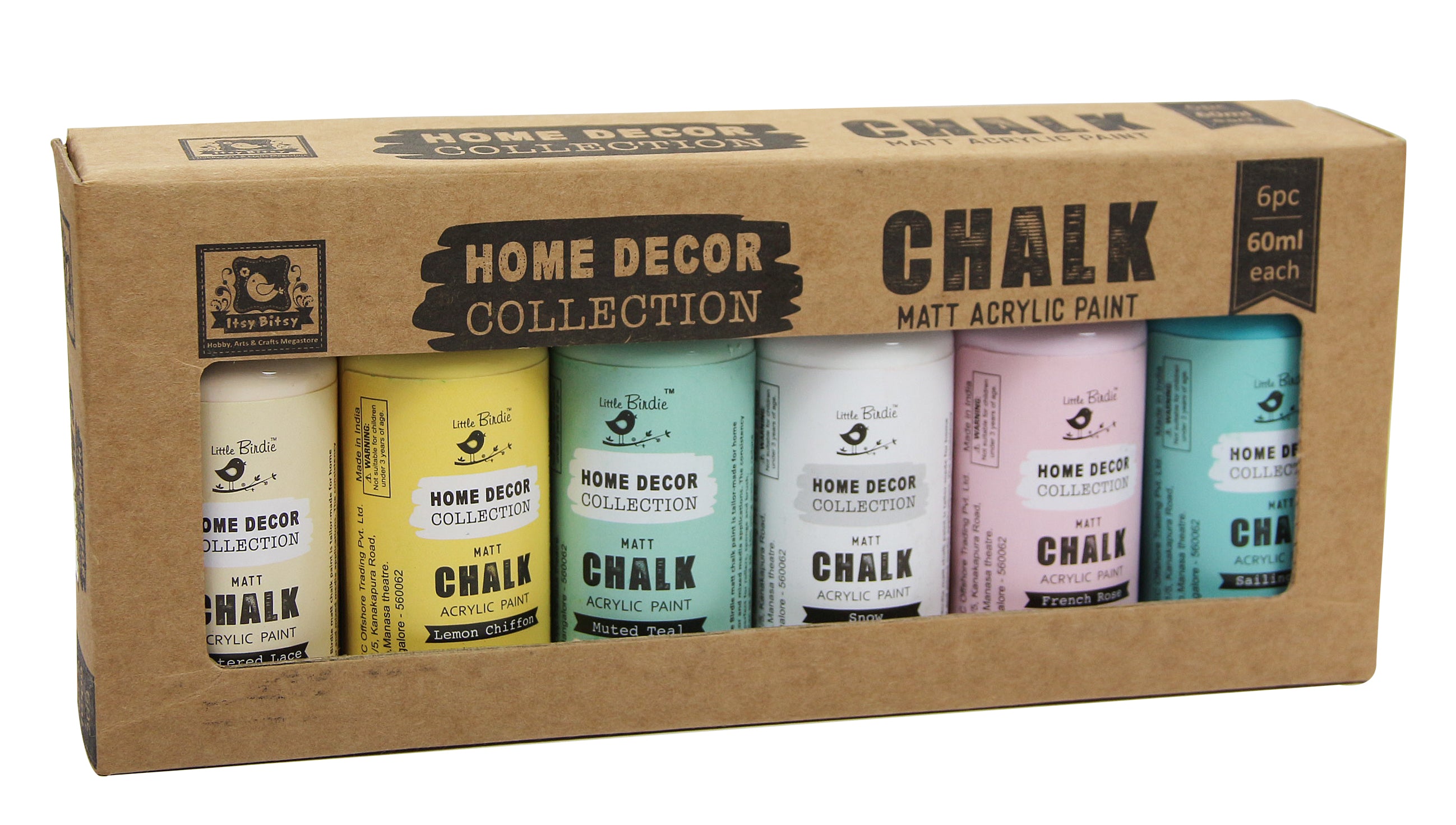 Home Decor Chalk Paint Kit 6Pcs X 60ml - Pastels