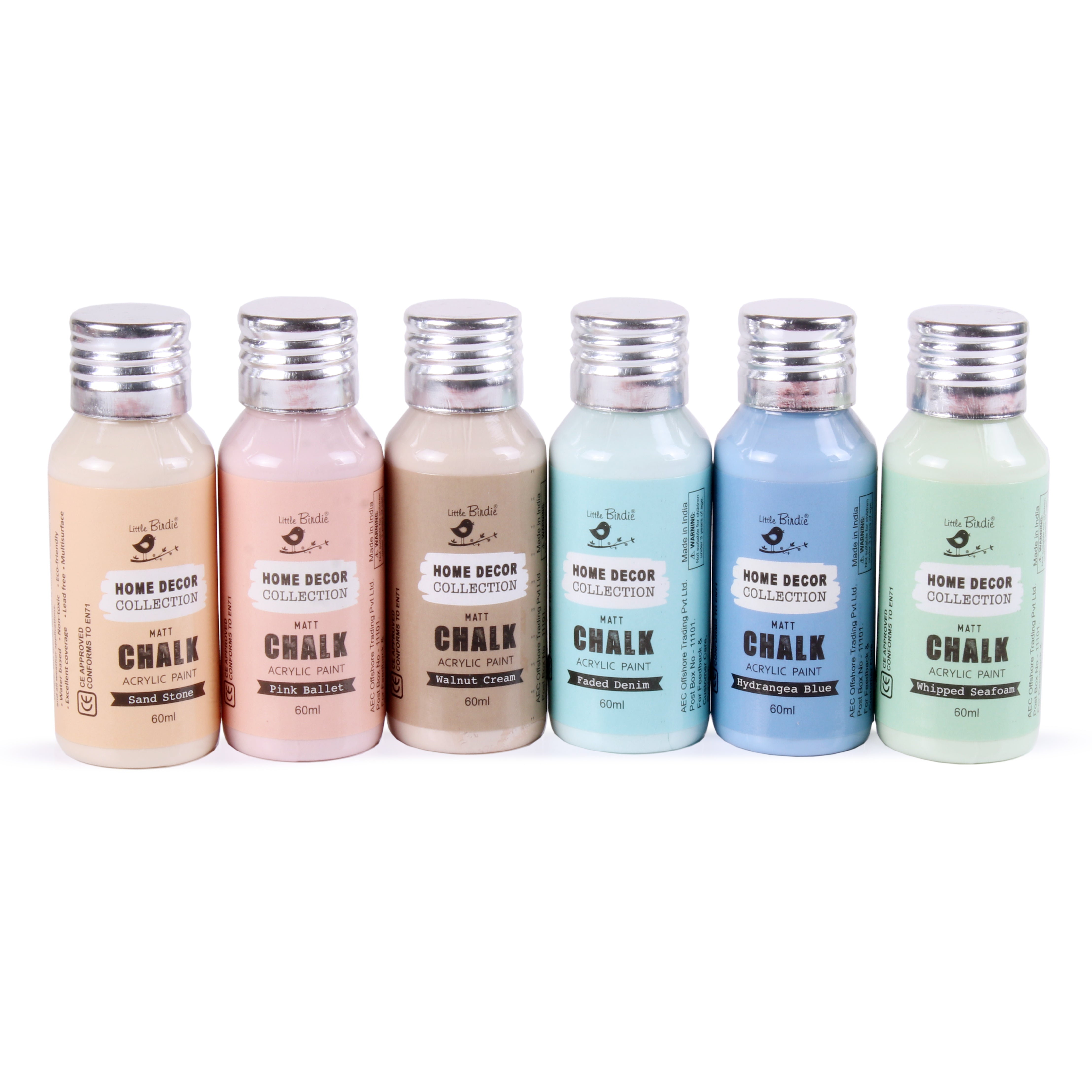 Home Decor Chalk Paint Kit 6Pcs X 60ml - Muted
