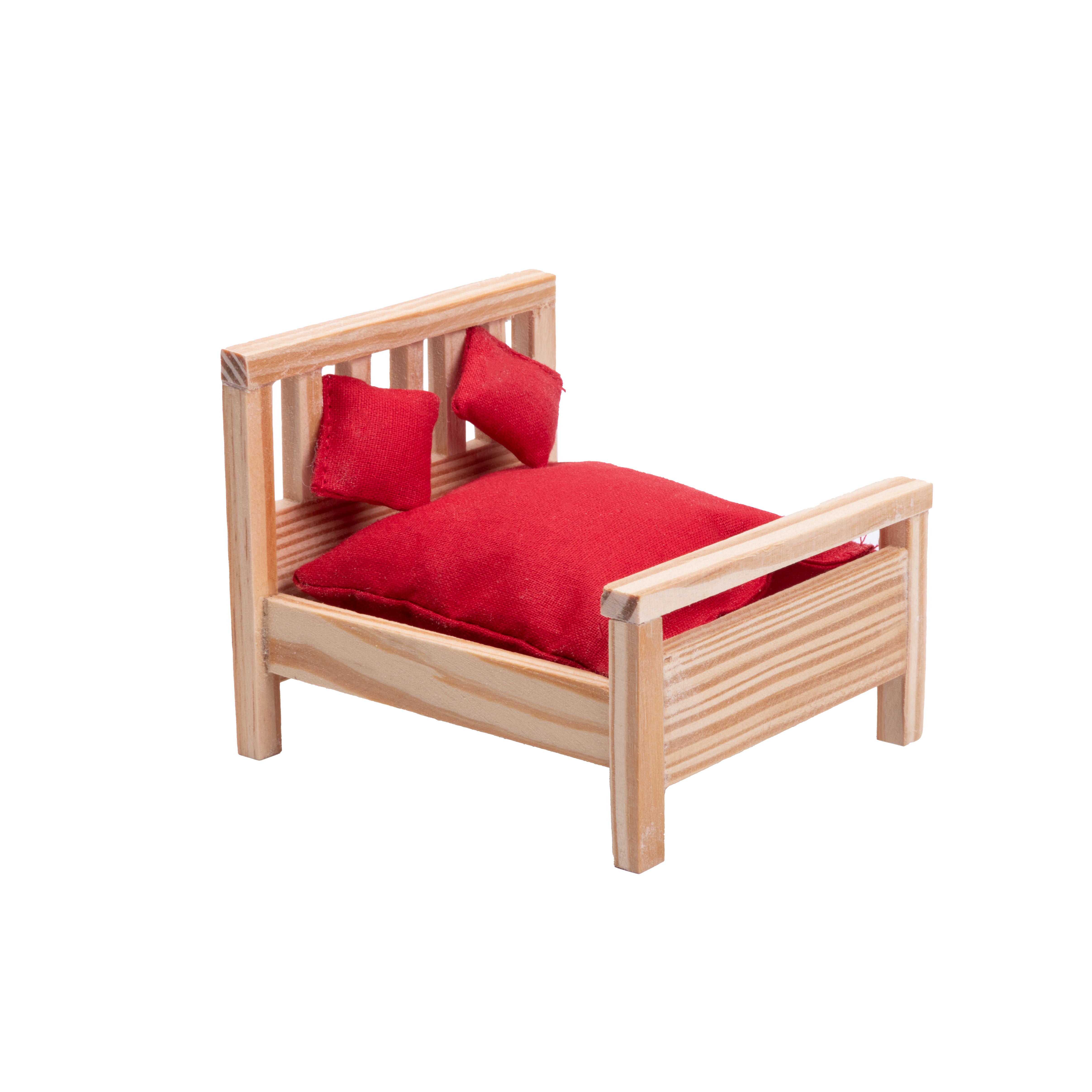 Wooden Miniature Slatted Bed Approx L4.09 x W3.54 x H3.54inch 1pc