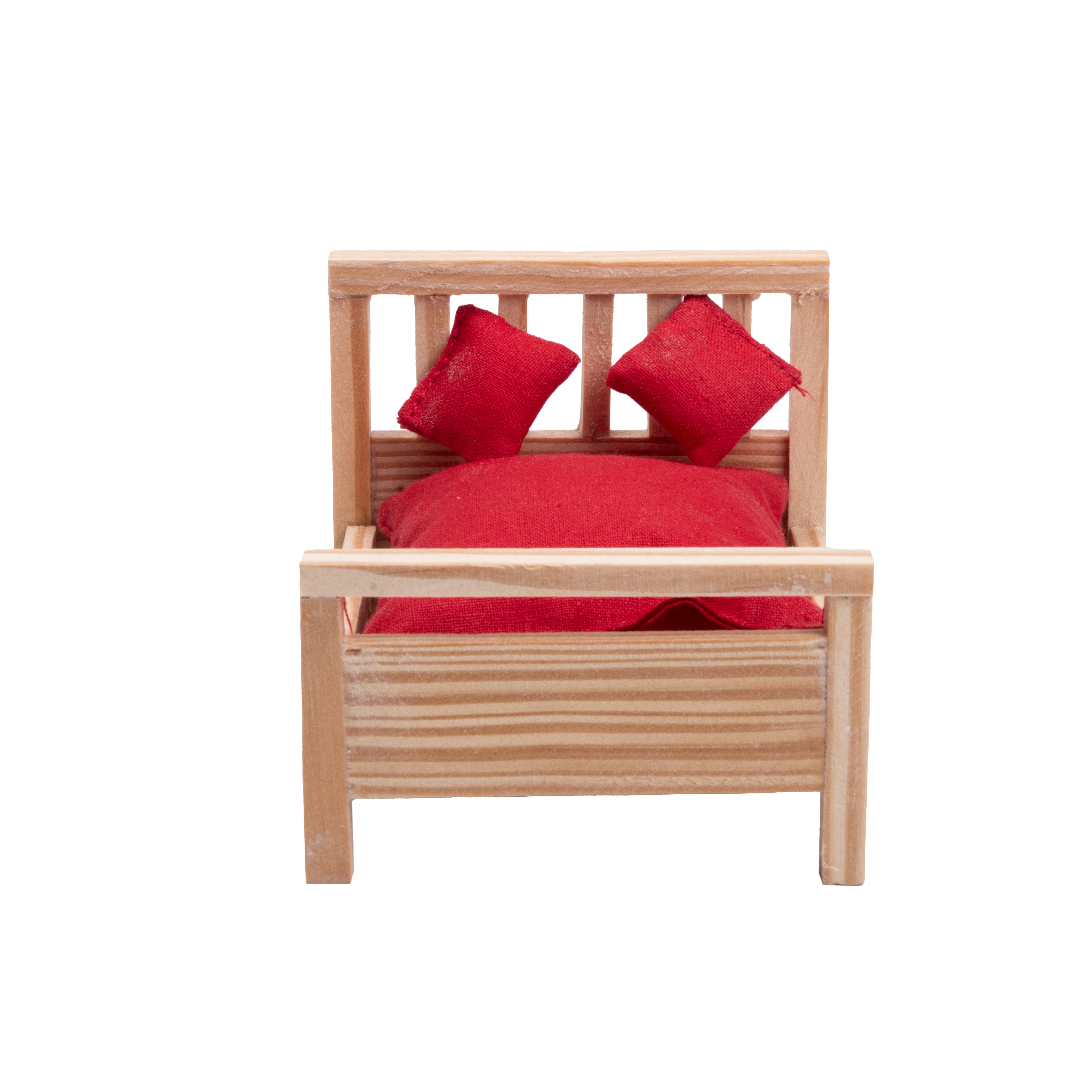 Wooden Miniature Slatted Bed Approx L4.09 x W3.54 x H3.54inch 1pc