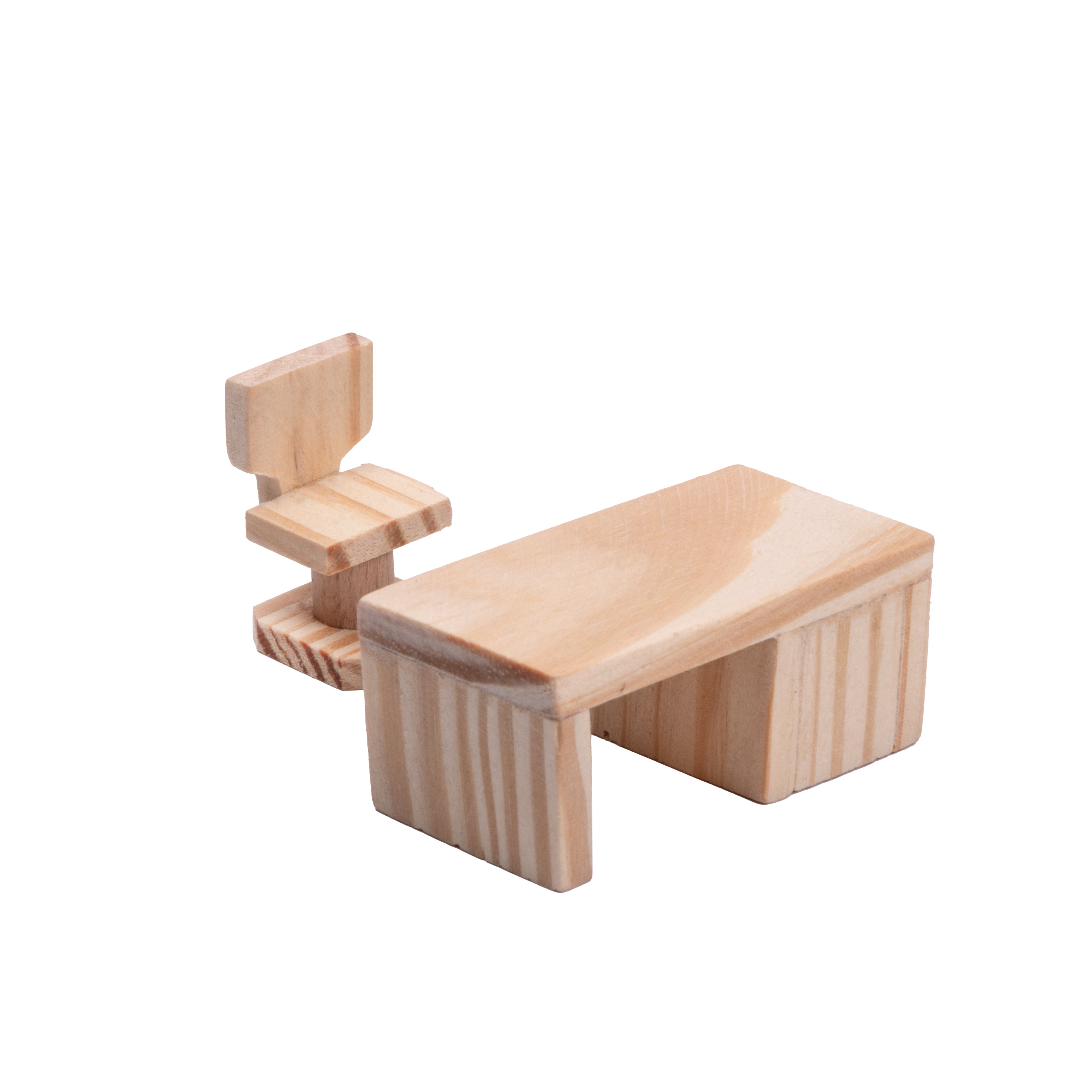 Wooden Miniature Study Table And Chair Approx L2.95inch x W1.77inch x H2.36inch & L0.98 x W0.91 x H1.61inch 1pc