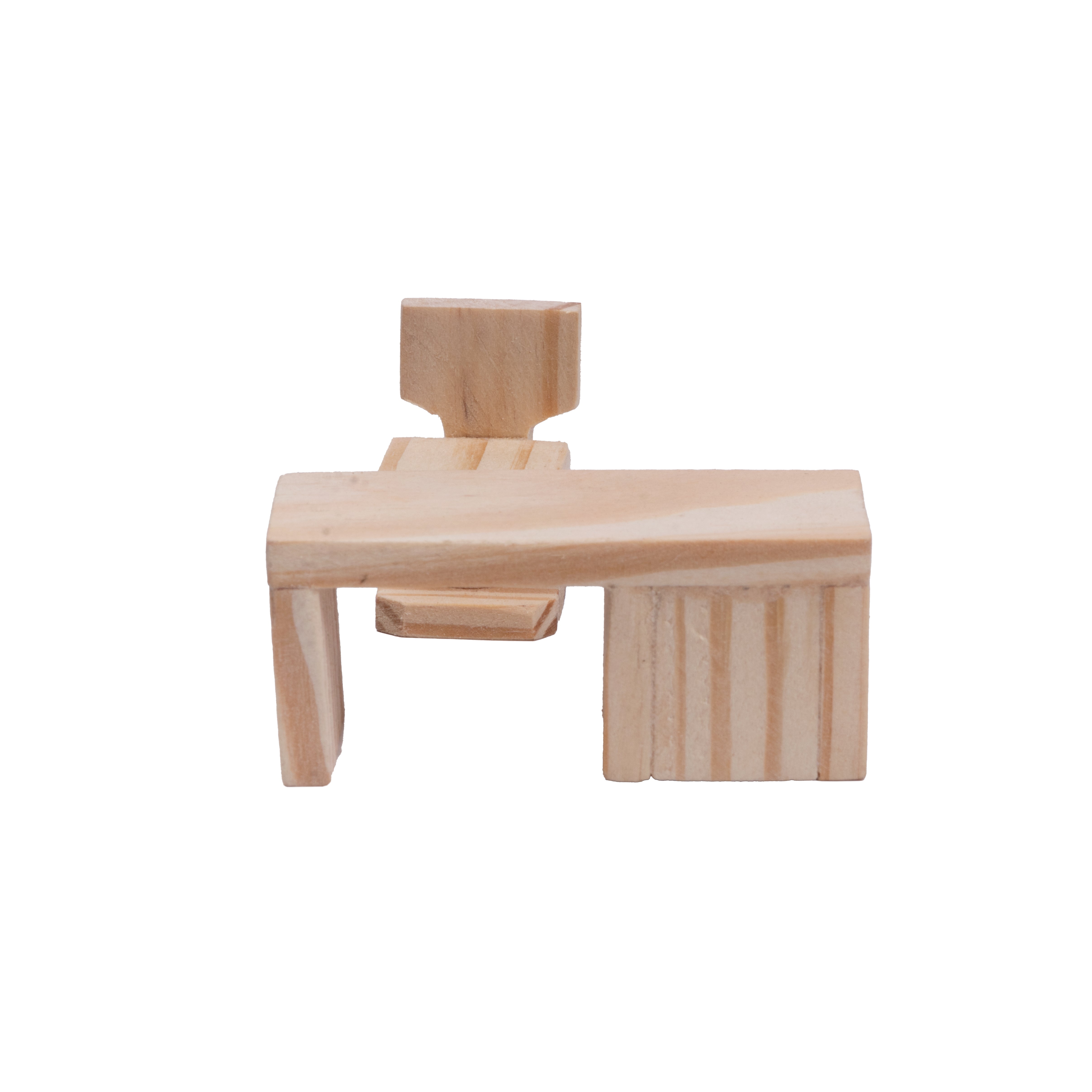 Wooden Miniature Study Table And Chair Approx L2.95inch x W1.77inch x H2.36inch & L0.98 x W0.91 x H1.61inch 1pc