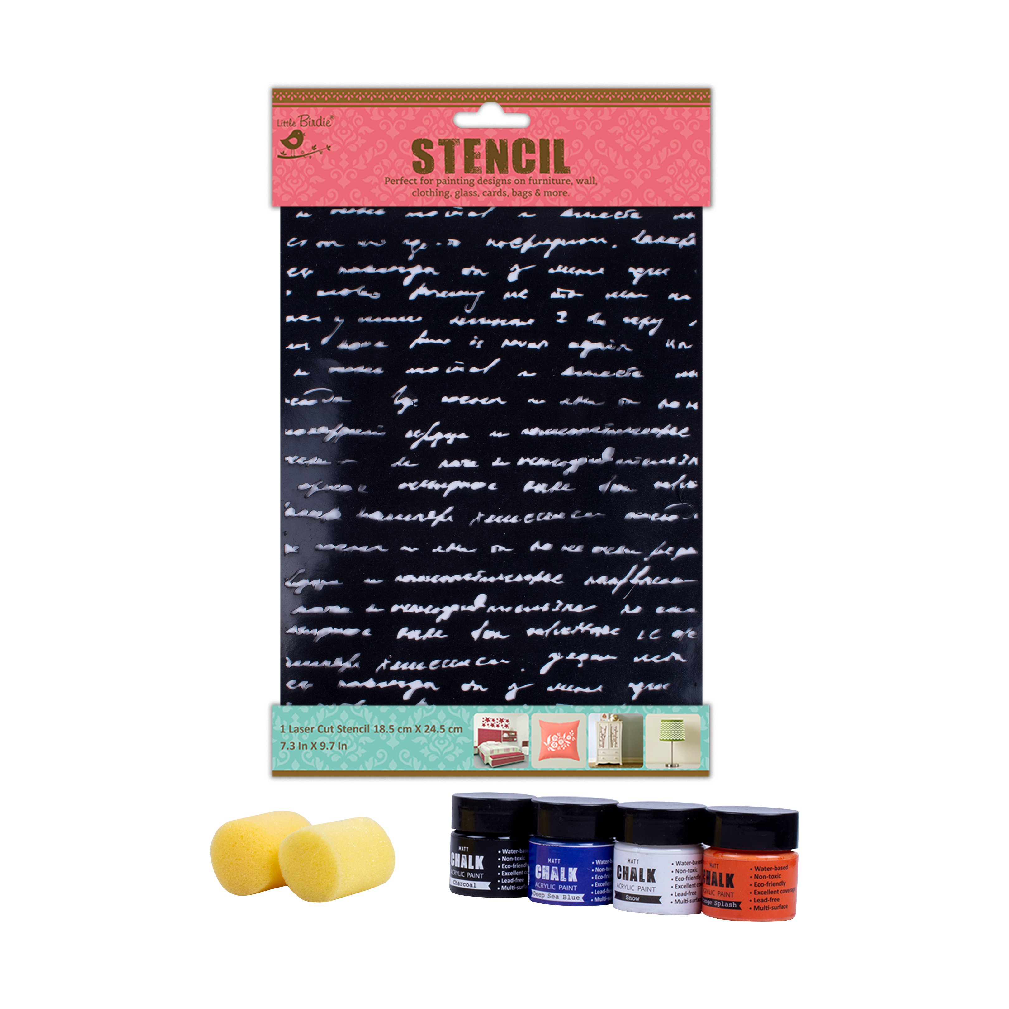 Diy Script Stencil Art Kit 1Box