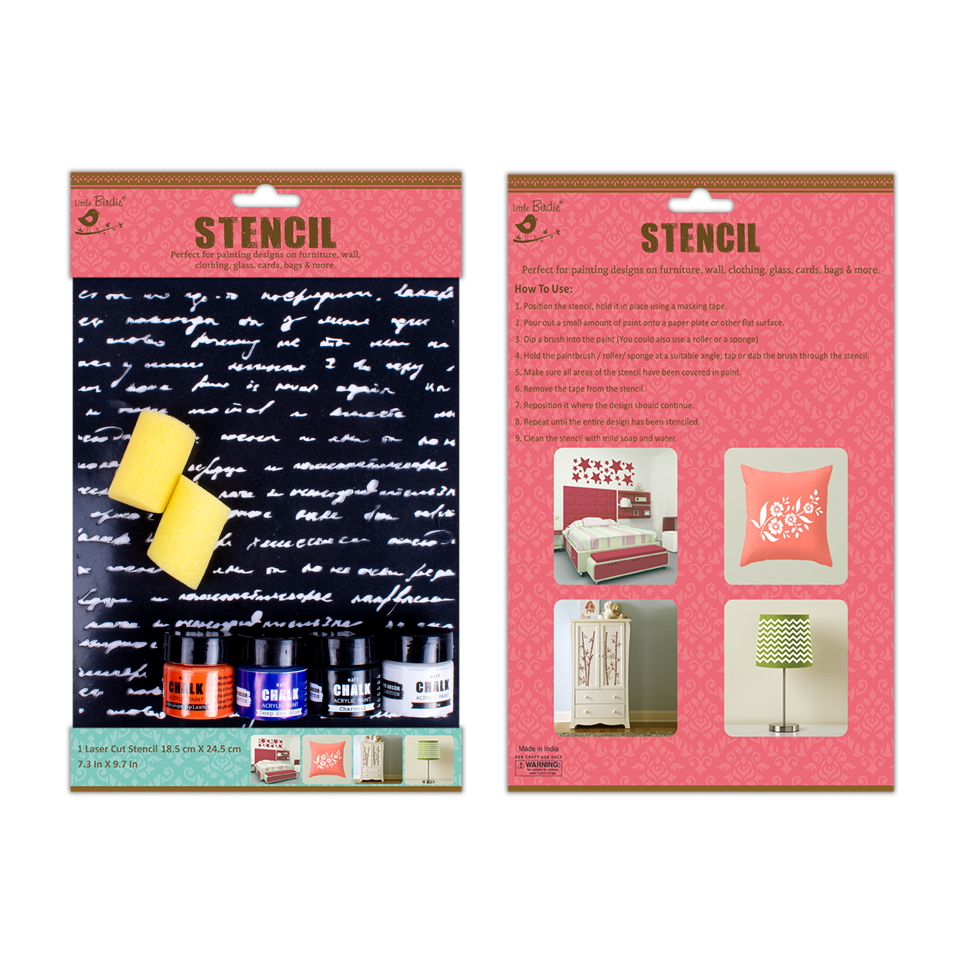 Diy Script Stencil Art Kit 1Box
