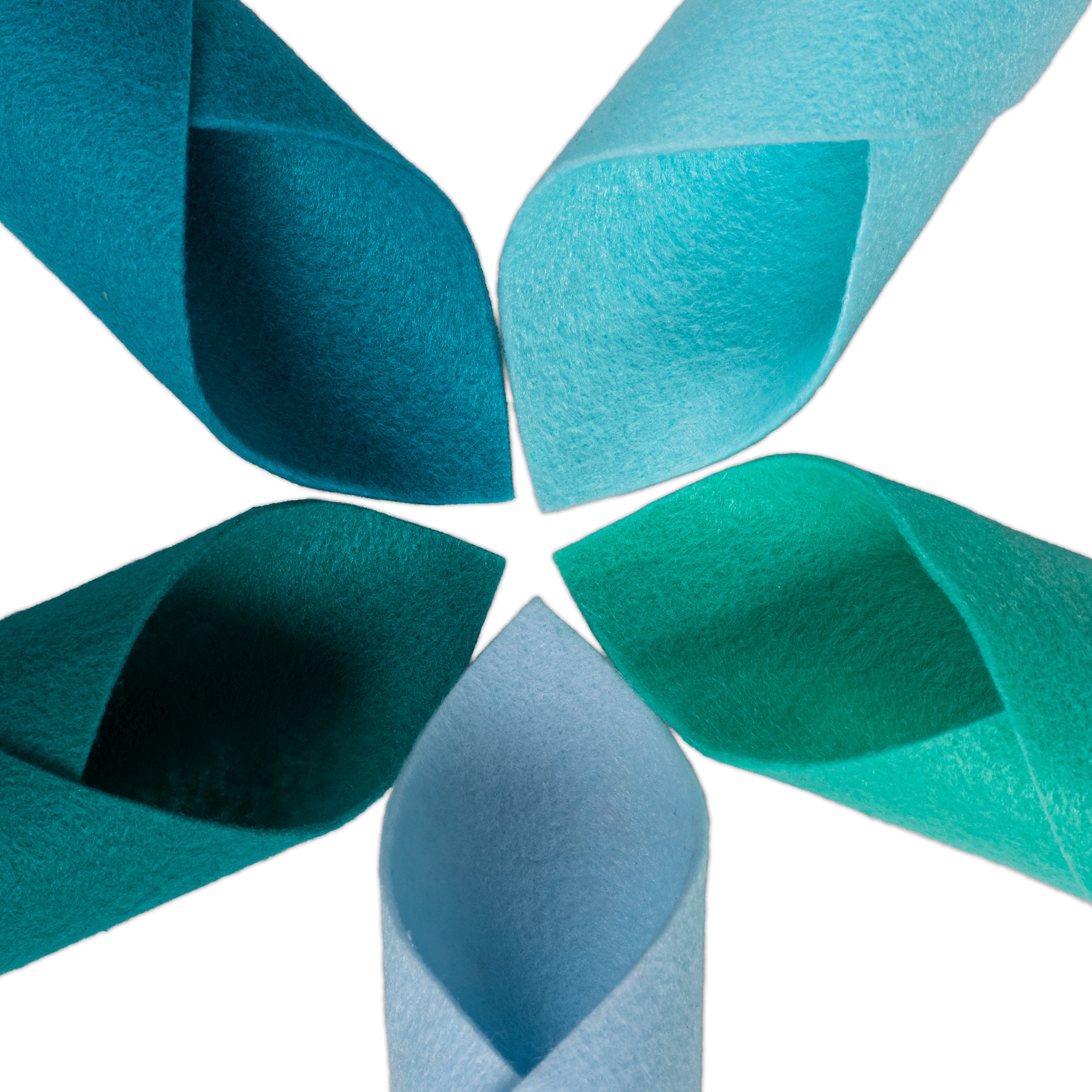 Premium Soft Felt Assorted Teal Approx. 7 x 7inch 5shades
