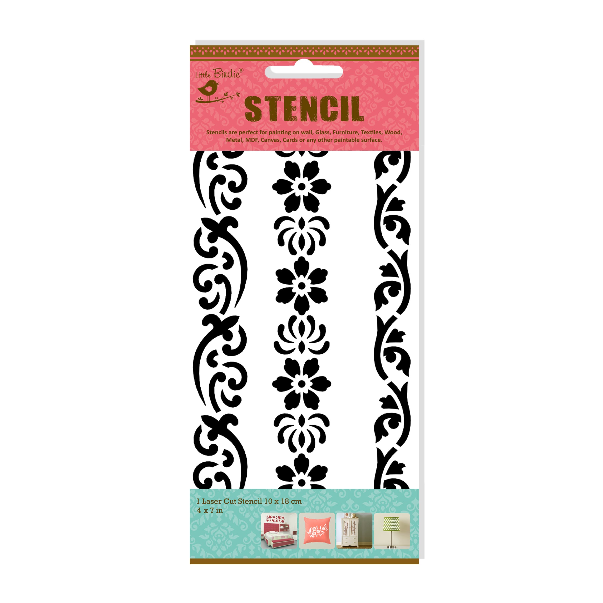 Stencil Floral Borders 4 X 7Inch 1Pc Pbci Lb