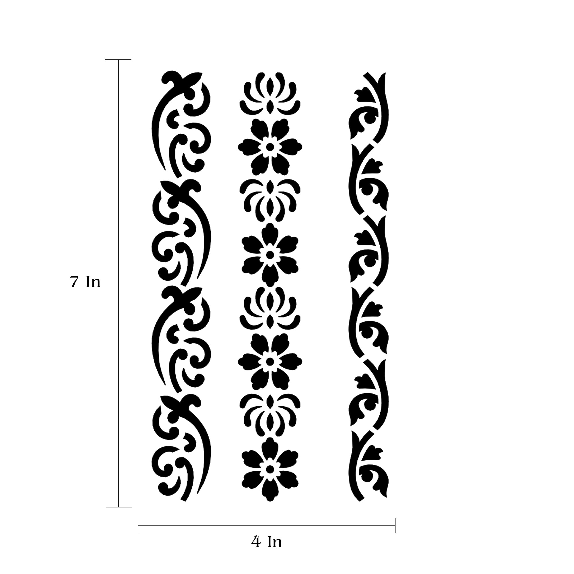 Stencil Floral Borders 4 X 7Inch 1Pc Pbci Lb
