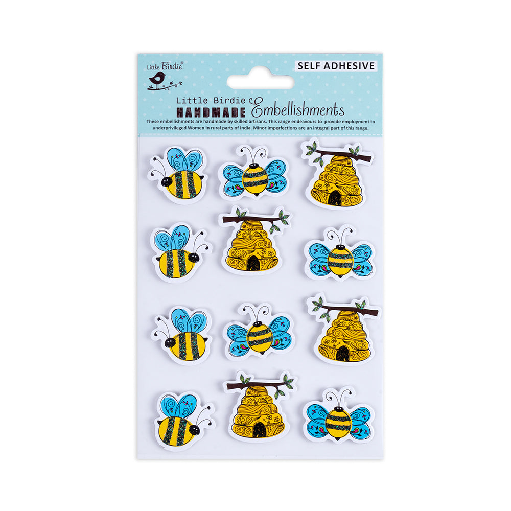 Self Adhesive Sparkle Buzz 3D Stickers 12pc