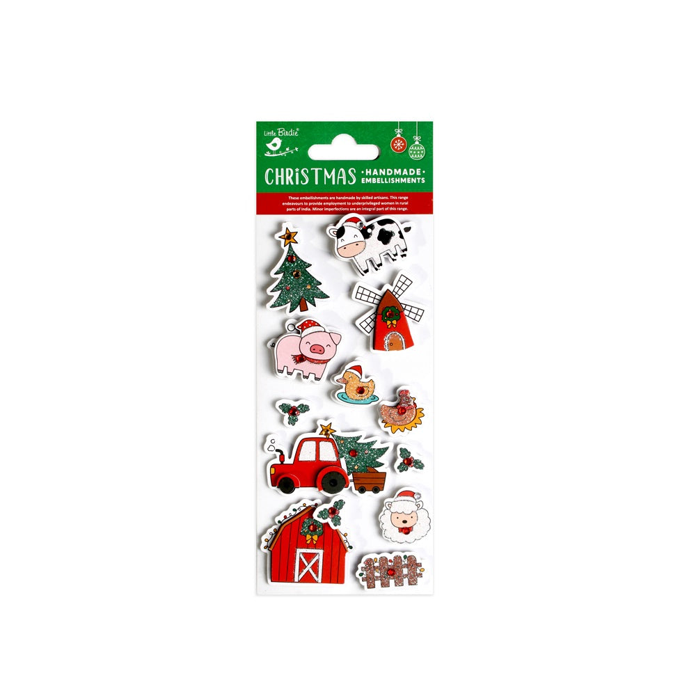 Christmas Handmade Stickers Farm Celebrations 11pc