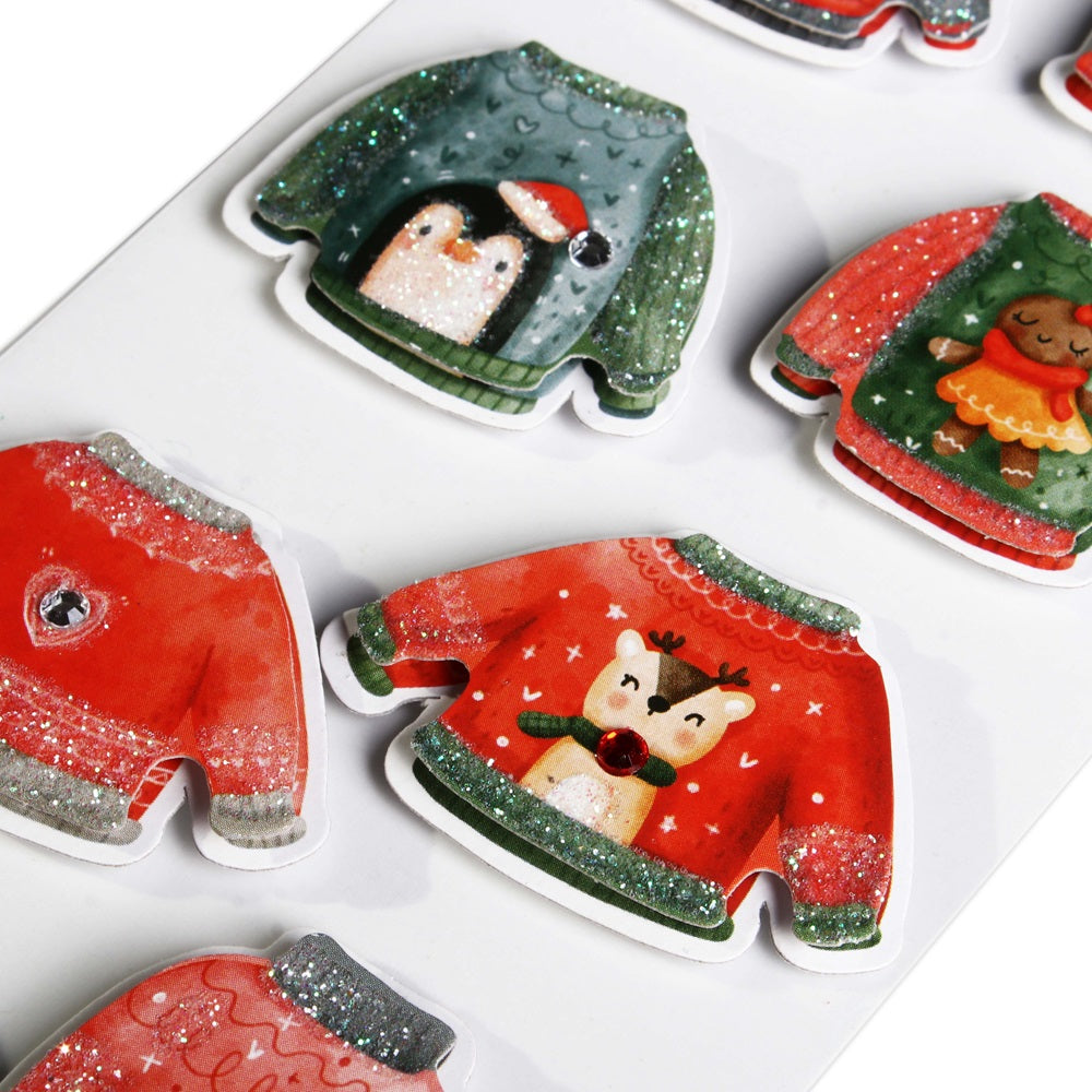 Christmas Handmade Stickers Christmas Sweaters 8pc