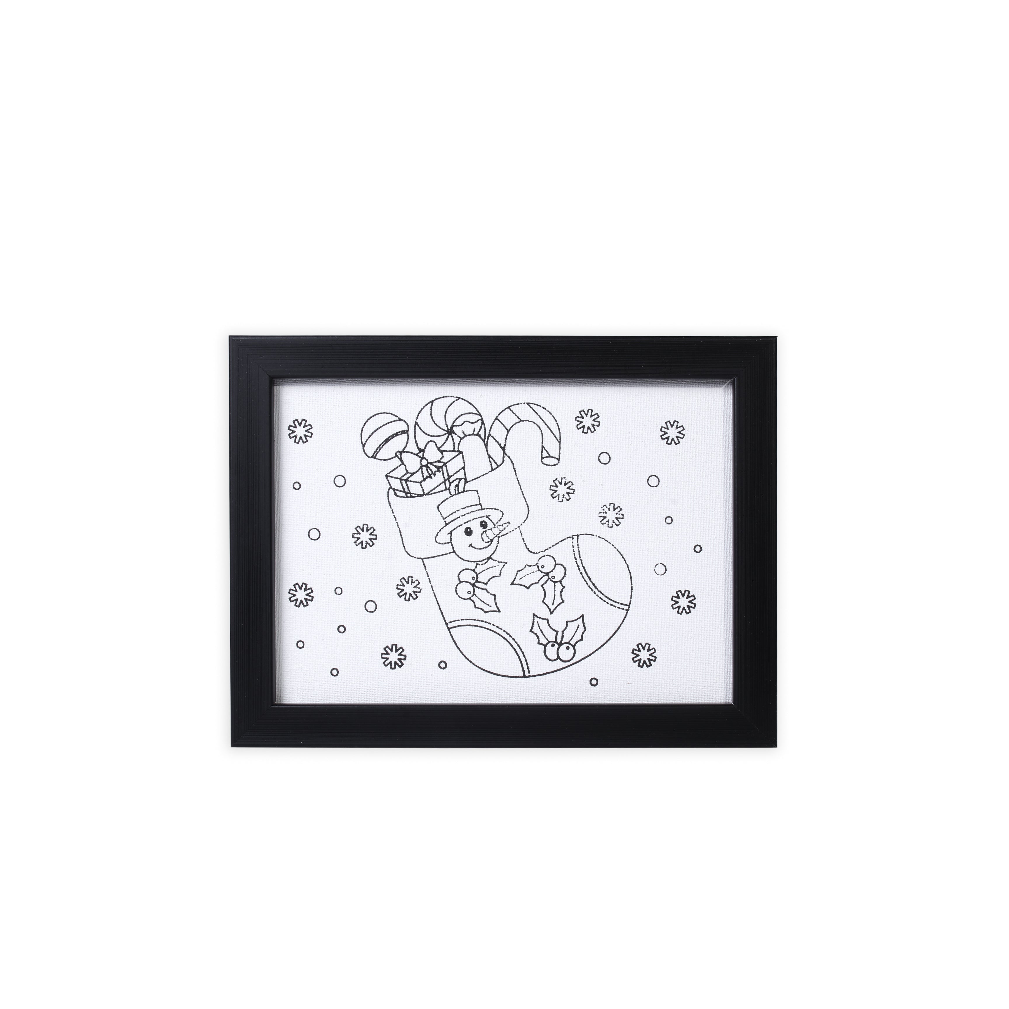 Pre Primed Printed Canvas Frame With Paints Christmas Stocking L5 X W7Inch Approx 1pc