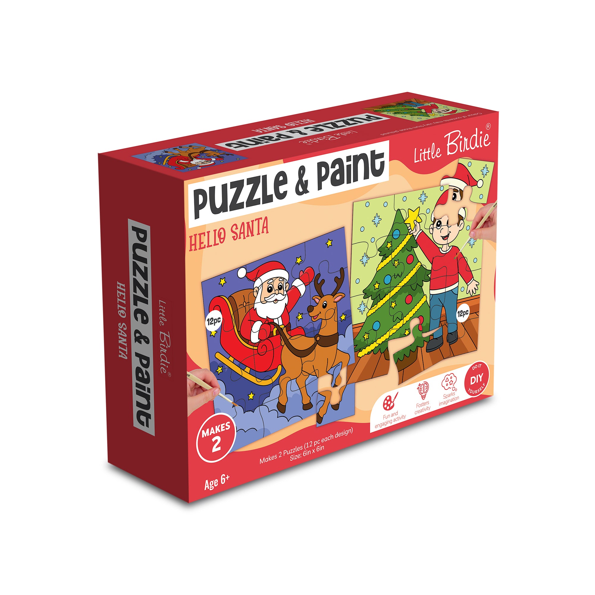 Christmas DIY Puzzle and Paint Kit - Hello Santa,1 Box