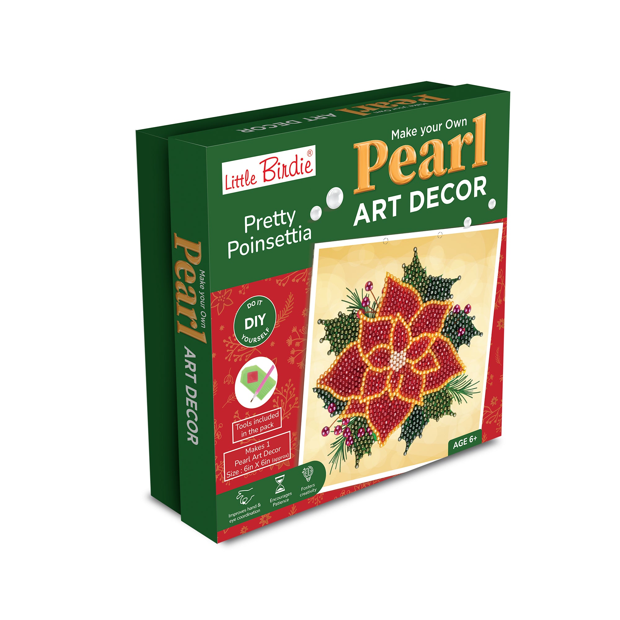 Christmas DIY Make Your Own Pearl Art Decor Kit - Pretty Poinsettia, 1 Box