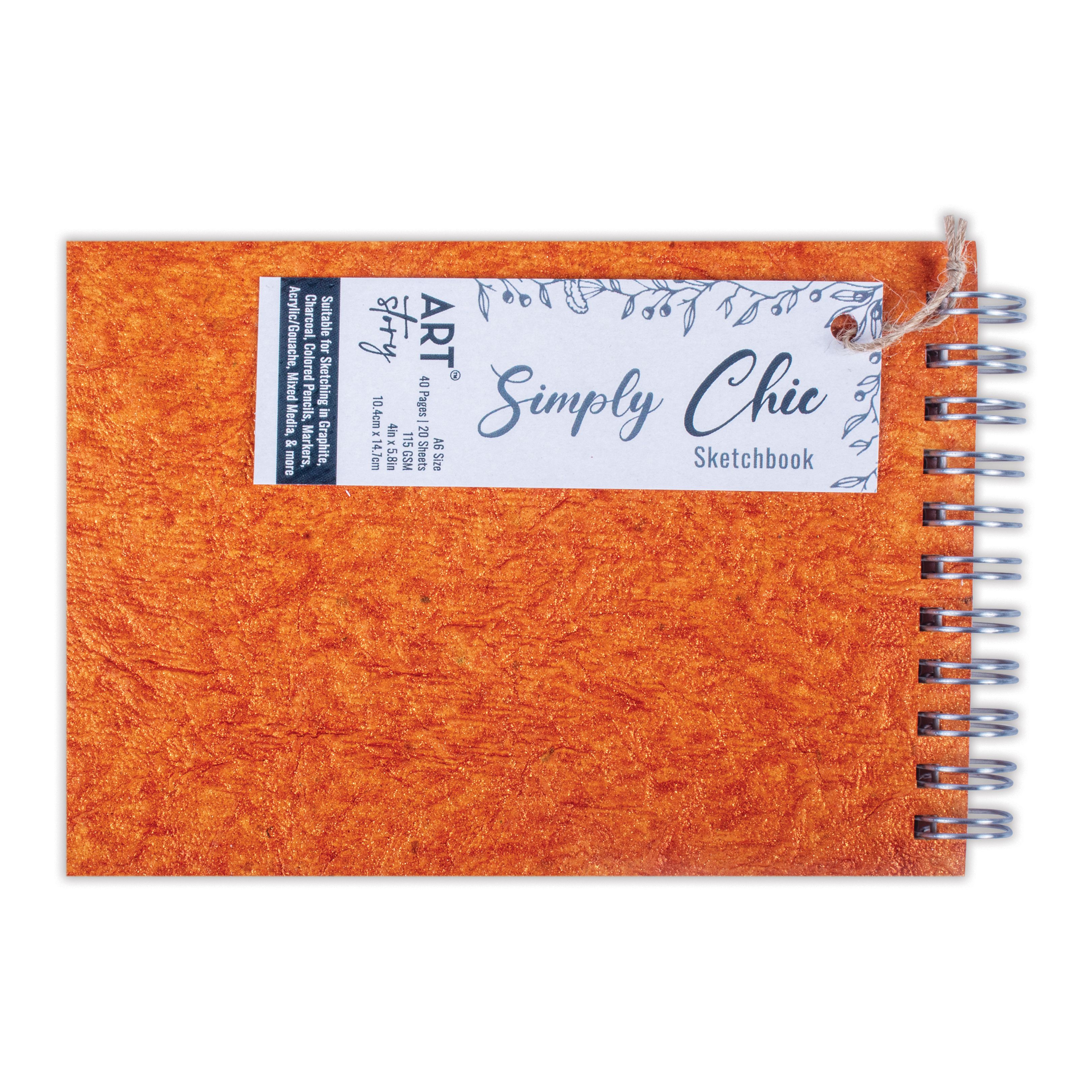 Simply Chic Spiral Bound Sketchbook with Leather Paper Cover | Copper | A6 - 115gsm - 40Pages - 1Book