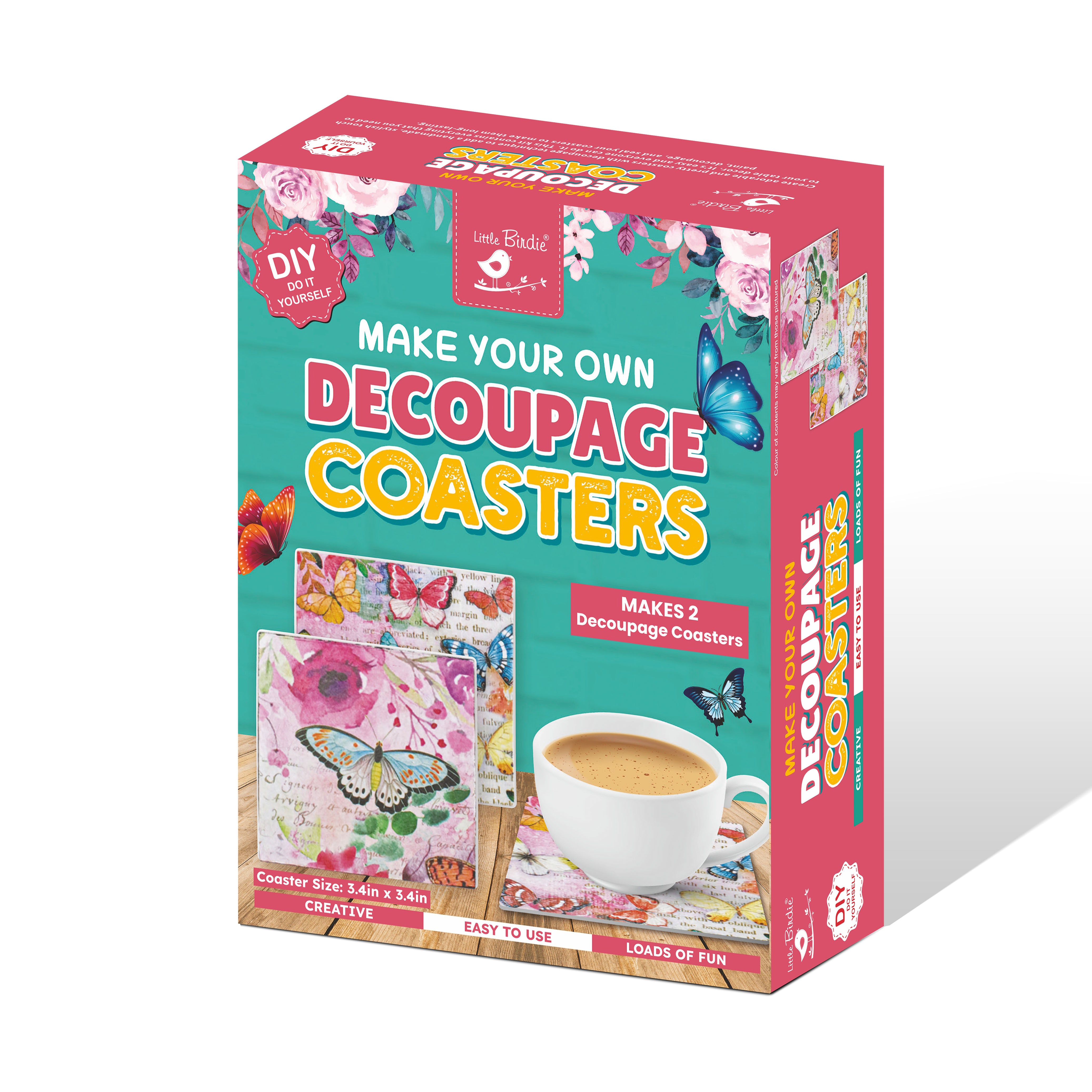 Diy Make Your Own Decoupage Coasters Kit 1pc Box