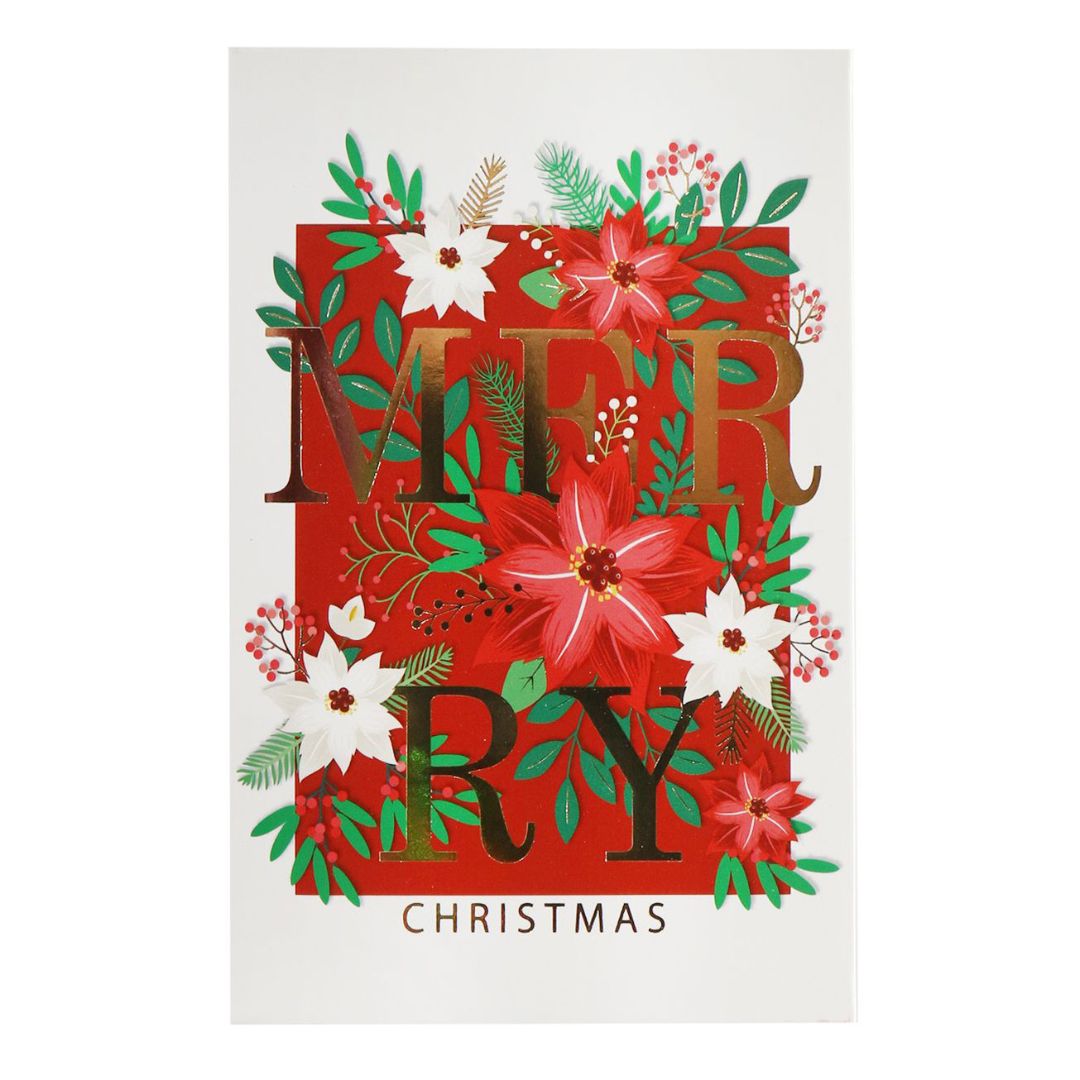 Christmas Greeting Card with Foil Detailing & Envelope Warm Wishes 11.8 X 17.8cm 1pc