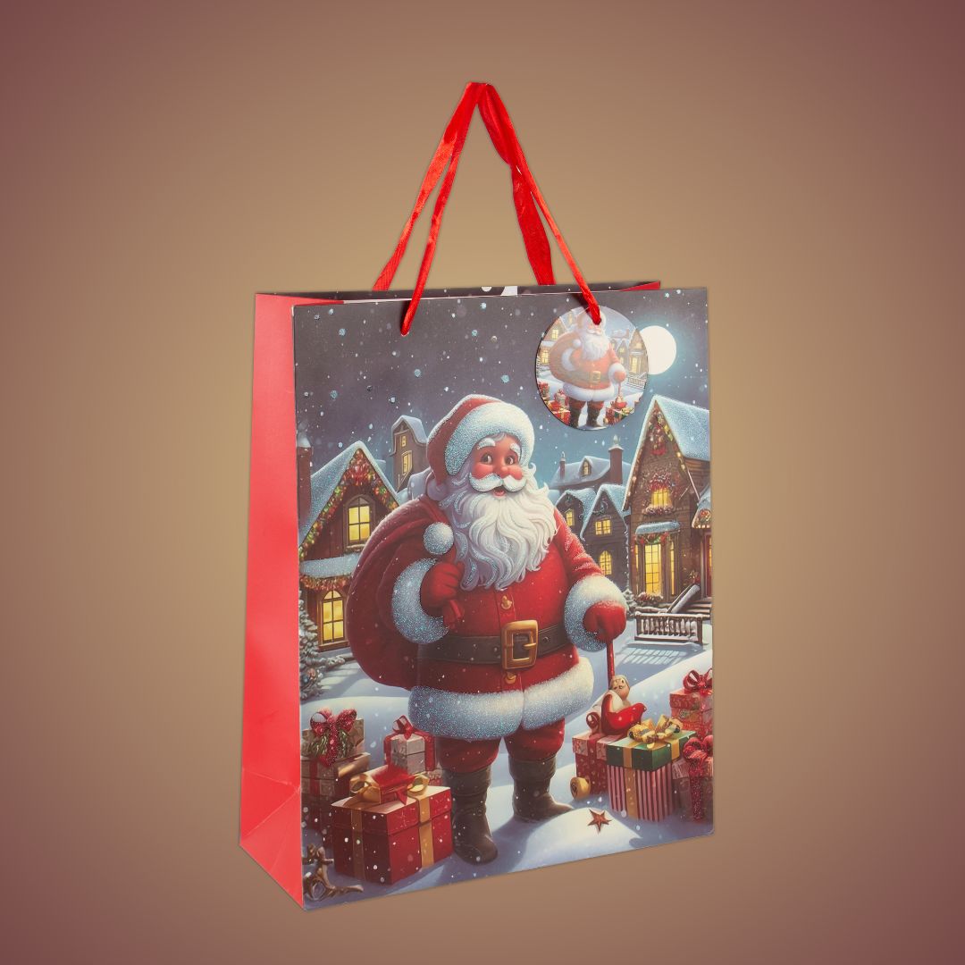 Christmas Gift Bag With Glitter Gifts from Santa 26 X 10 X 32cm 1pc