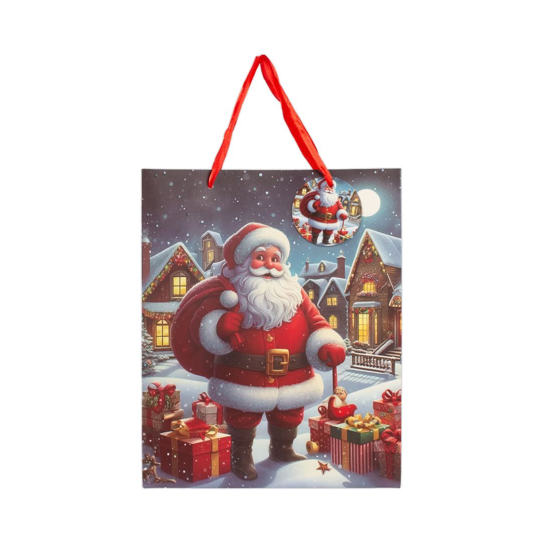 Christmas Gift Bag With Glitter Gifts from Santa 26 X 10 X 32cm 1pc