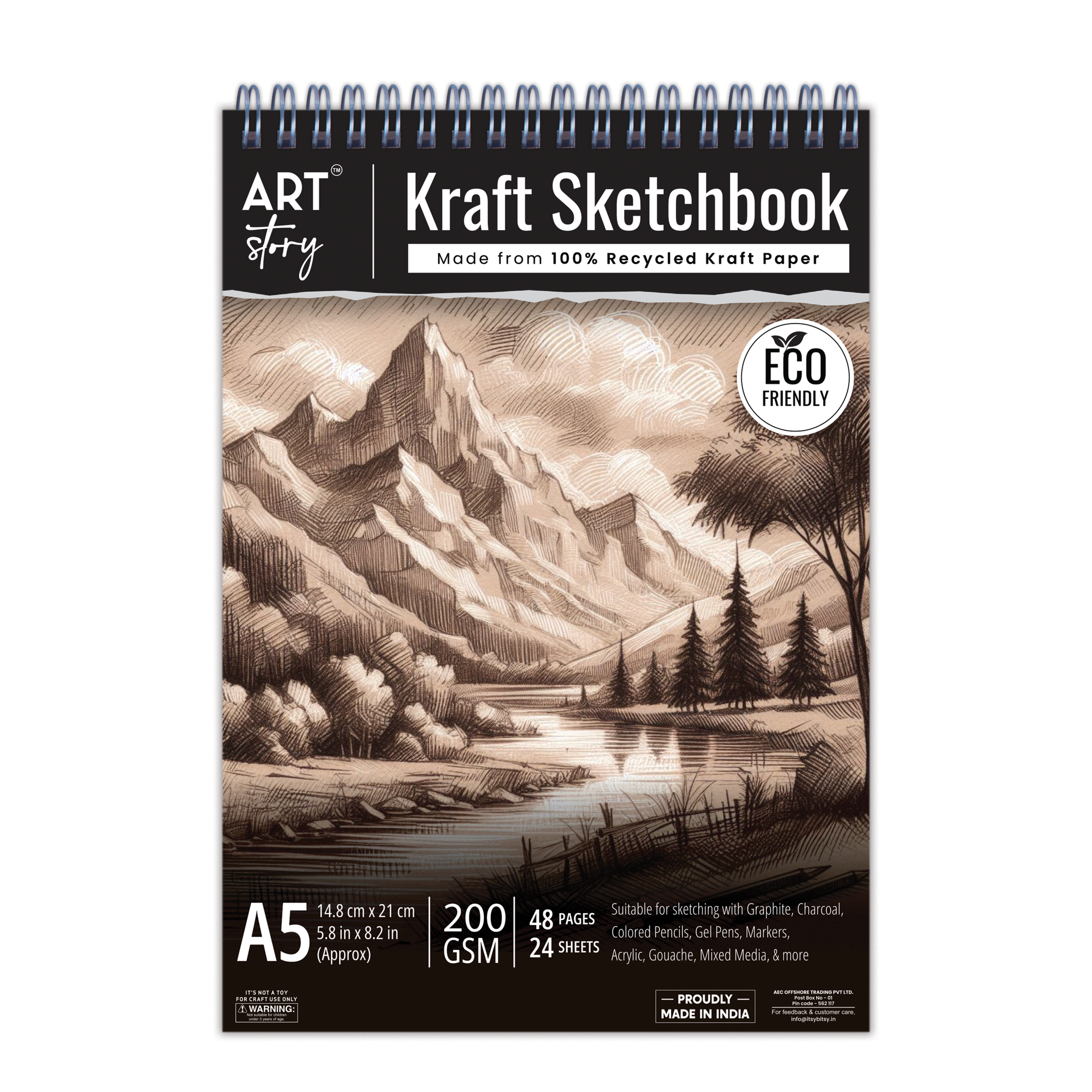 Kraft Sketchbook Kraft Board | A5 Wire-O | 200gsm - 48Pages - 1 Book