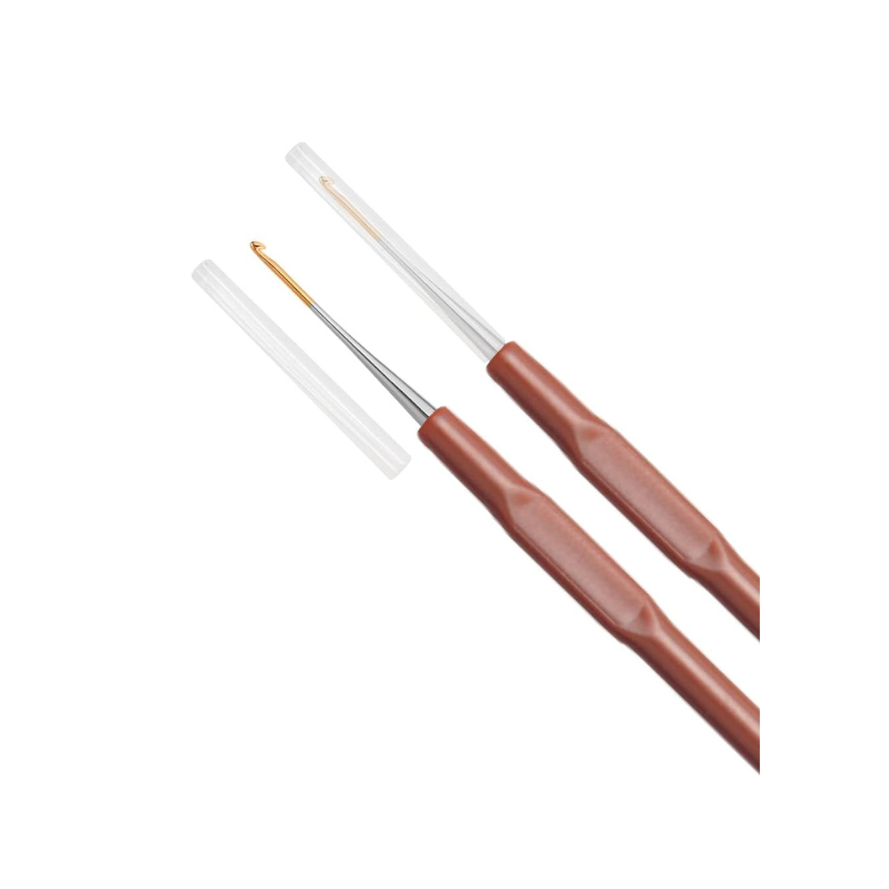 Crochet Hooks Plastic Handle(Gold Point) For Thread No.7 1Pc