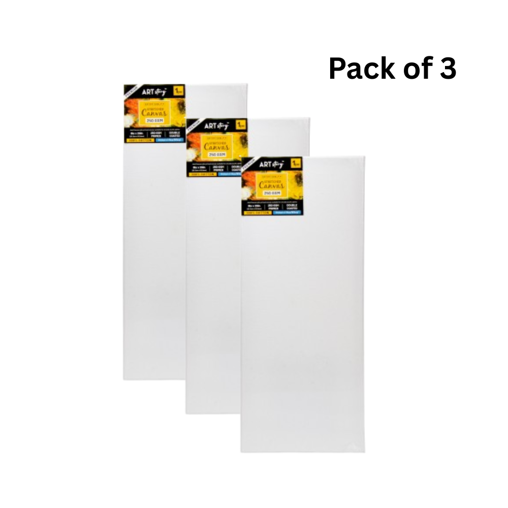 Stretched Canvas Frame (Pack of 3) 16X20mm 250gsm 8 X 20inch
