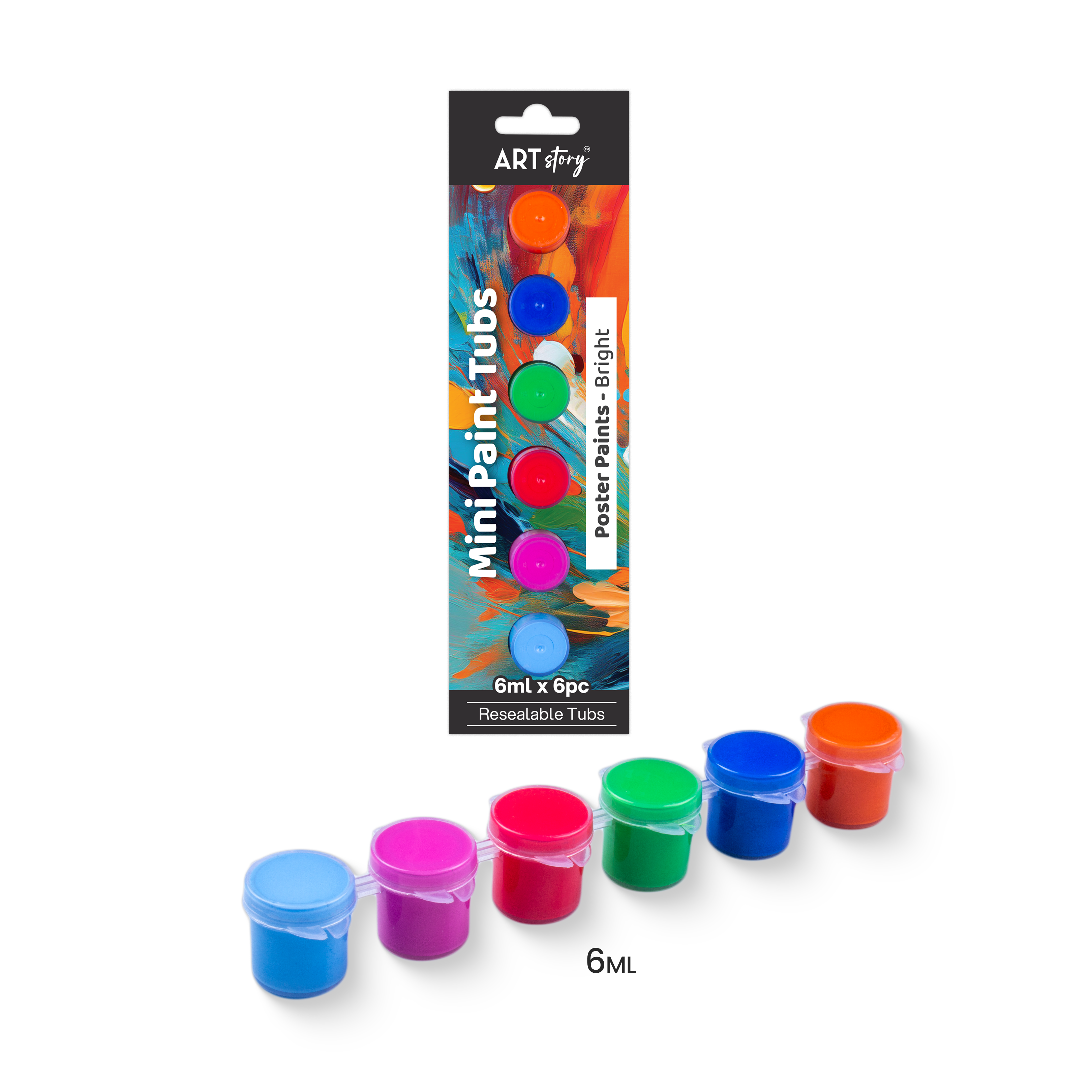 Mini Paint Tubs Poster Paint Bright 6ml x 6 shades