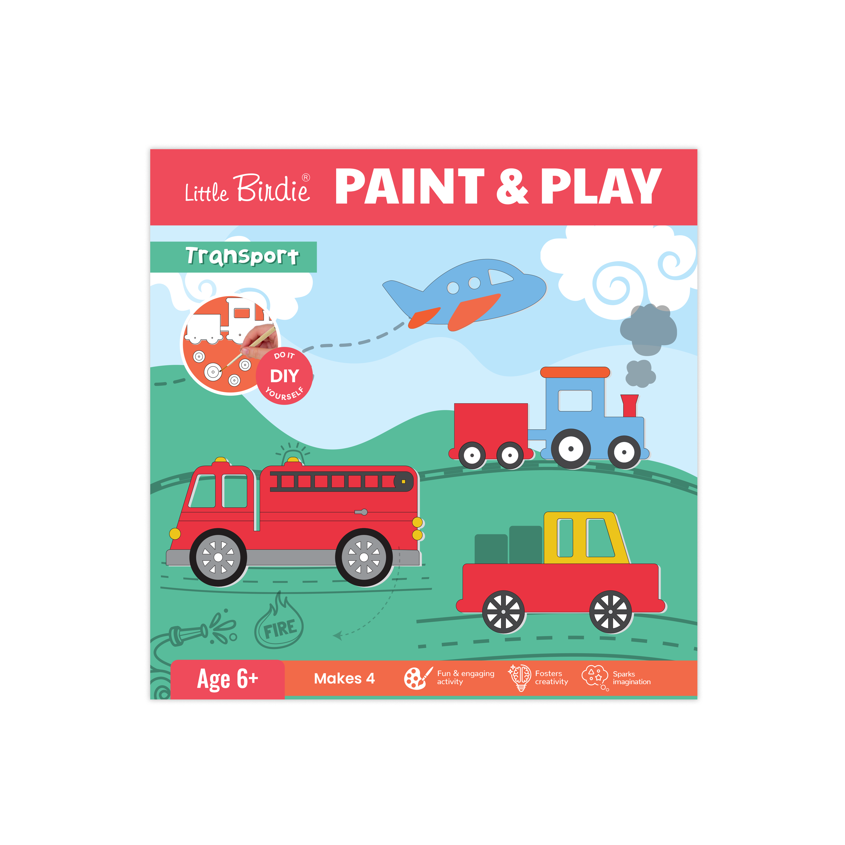 DIY Paint and Play Decor Kit - Transport, 1 Box