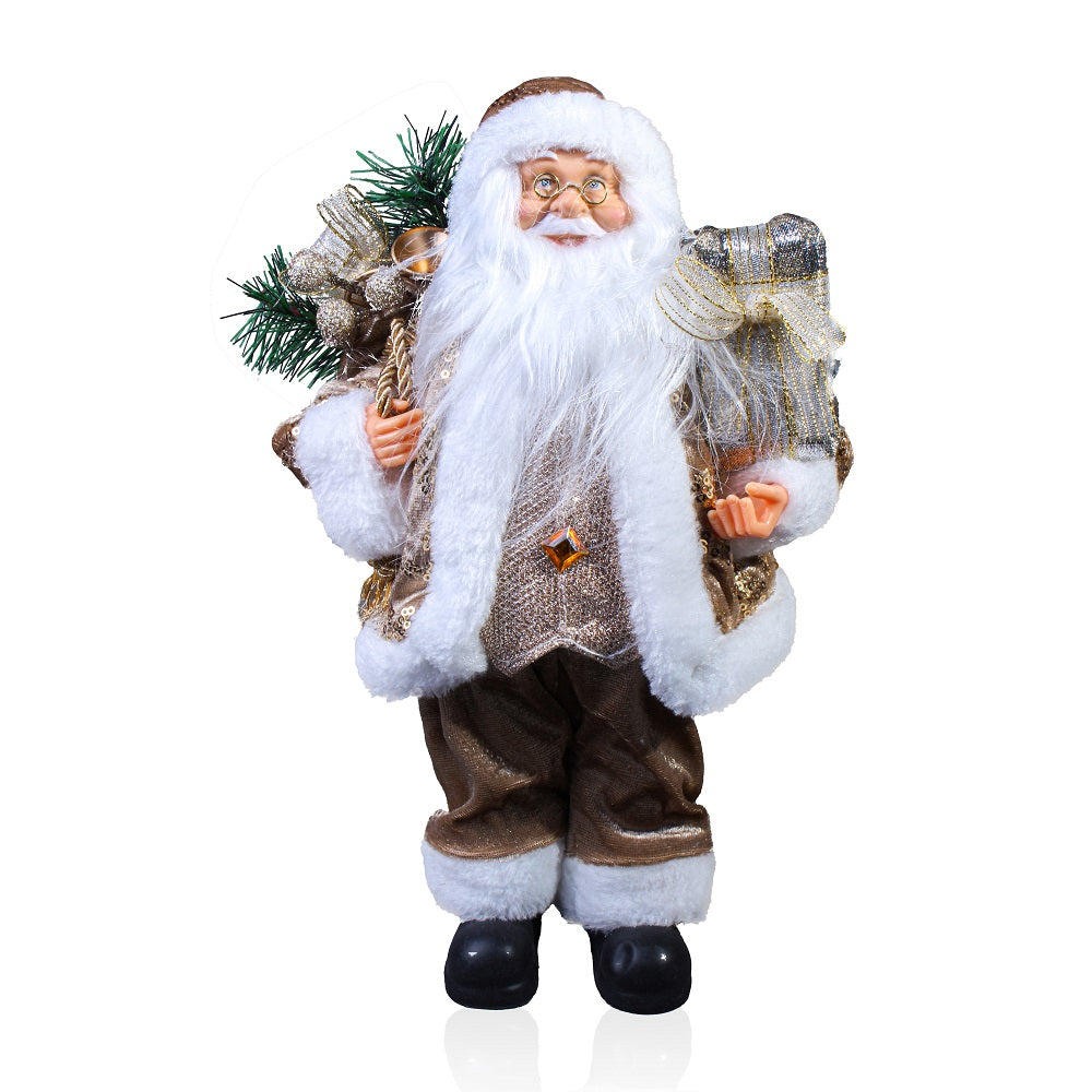Figurine Christmas Santa Velvet Metallic Assorted 30Cm 1Pc