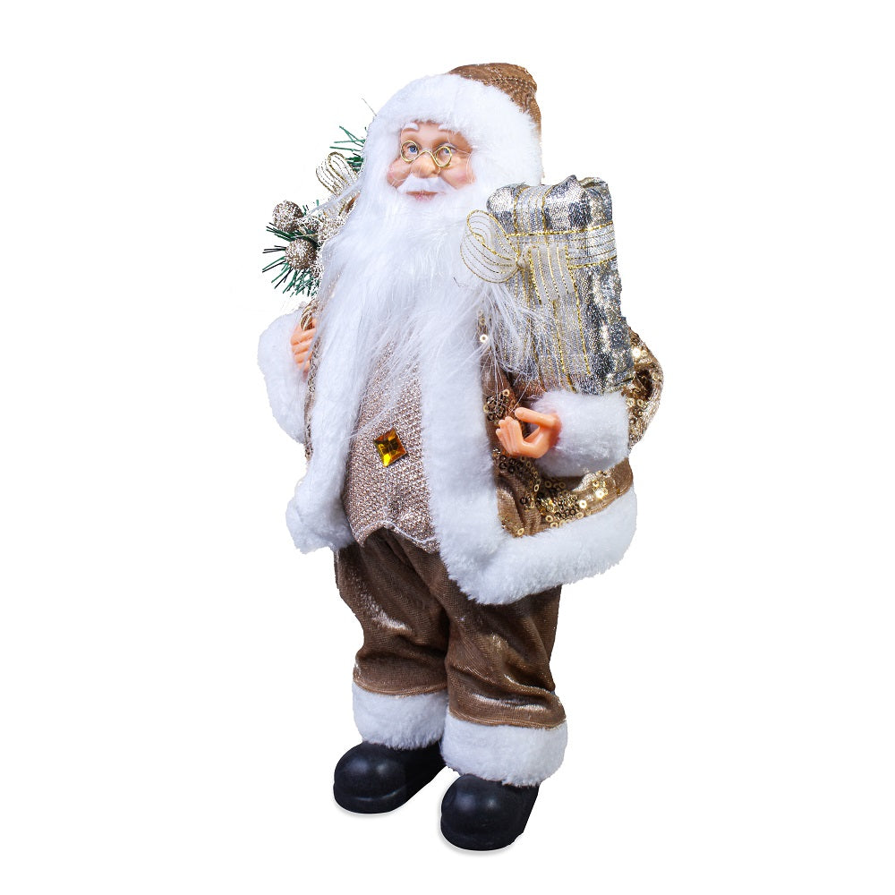Figurine Christmas Santa Velvet Metallic Assorted 30Cm 1Pc